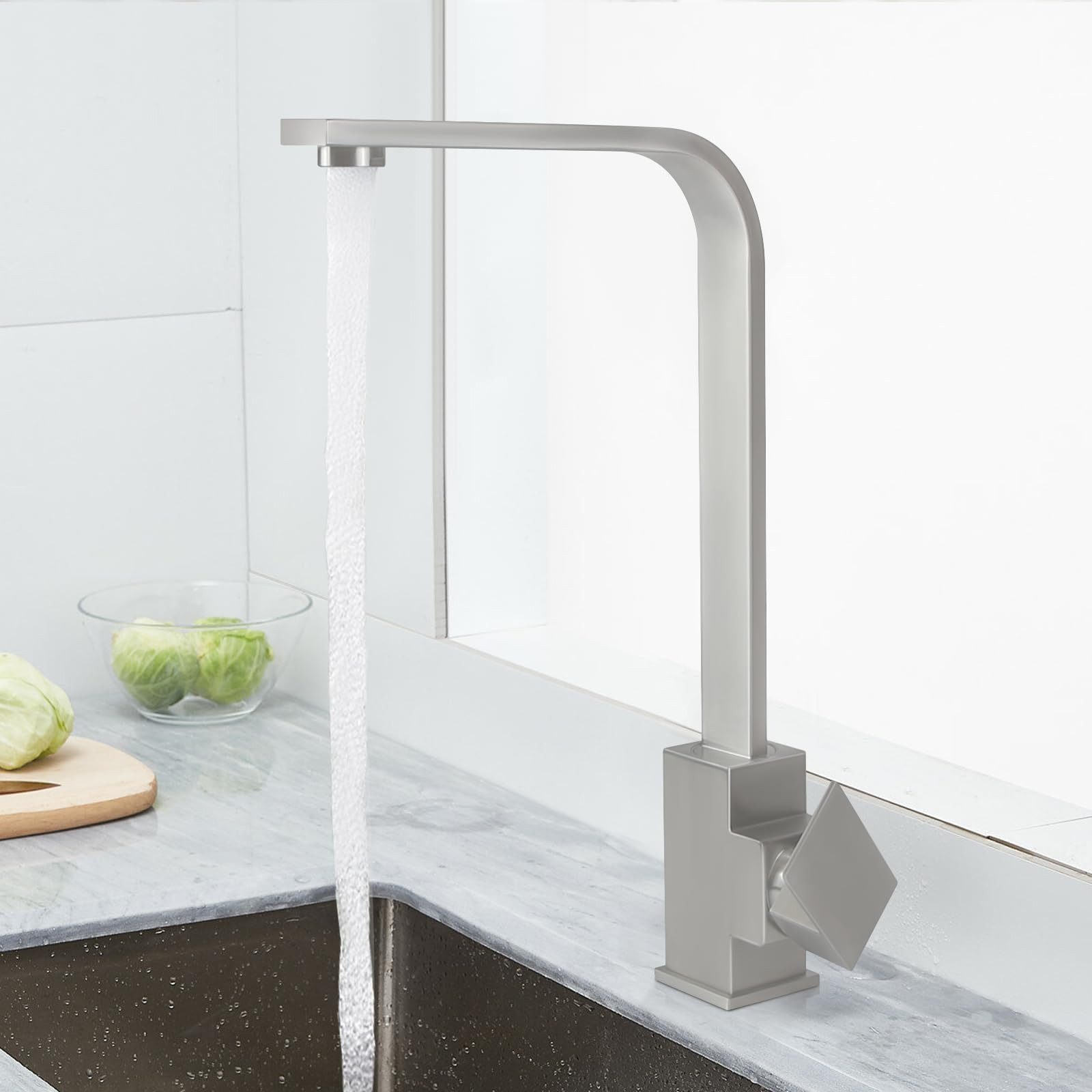 Nettlife Küchenarmatur Hochdruck Armatur küche Edelstahl 360°Schwenkbar Spültischarmatur (mischbatterie)