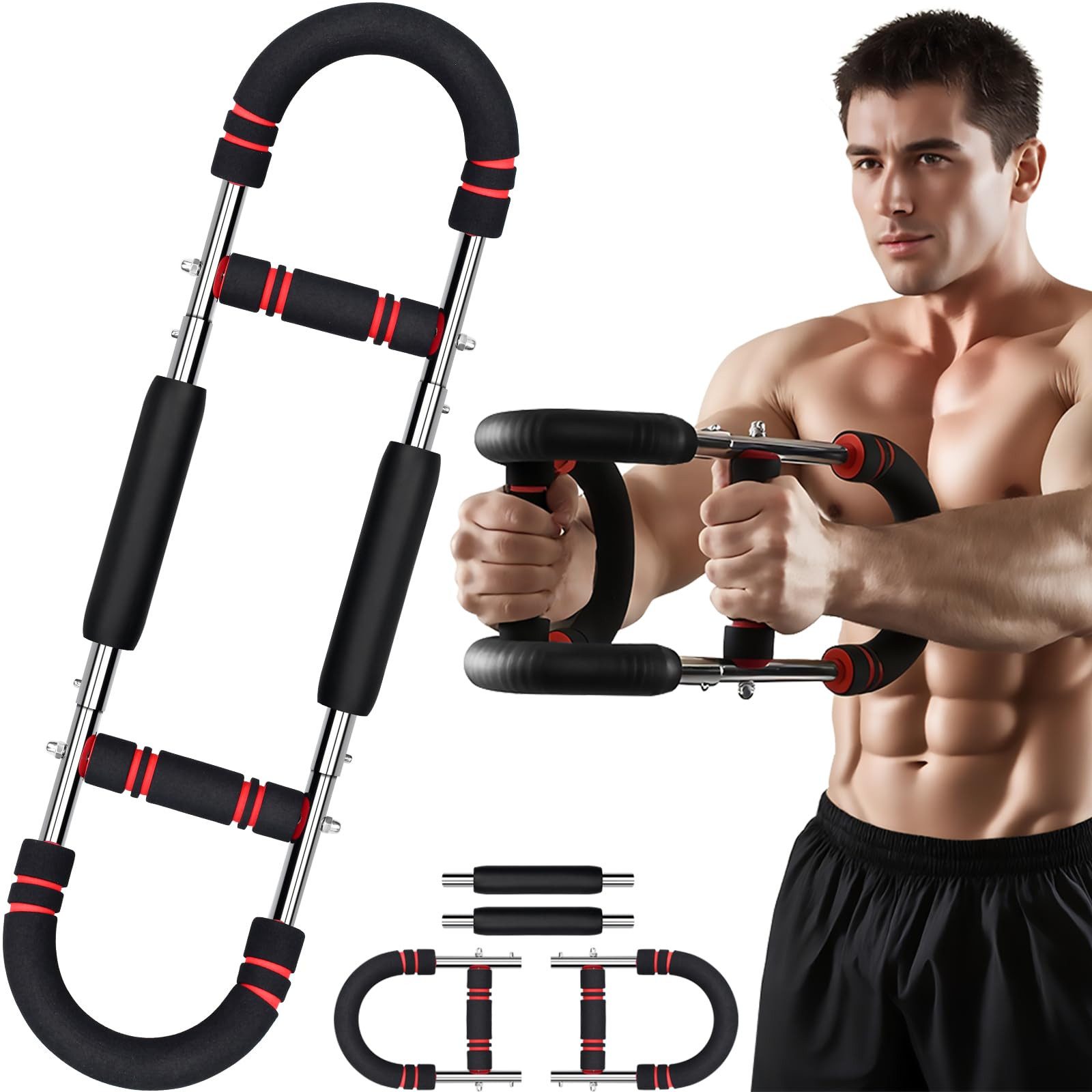 Kityhome Handmuskeltrainer Twister Armtrainer 3 Stufen (30-50 kg),Brusttrainer für Zuhause (Set, 1-St., Armtrainer), Dicke rutschfeste Schaumstoffgriffe,Geeignet für Zuhause, Büro, Reisen