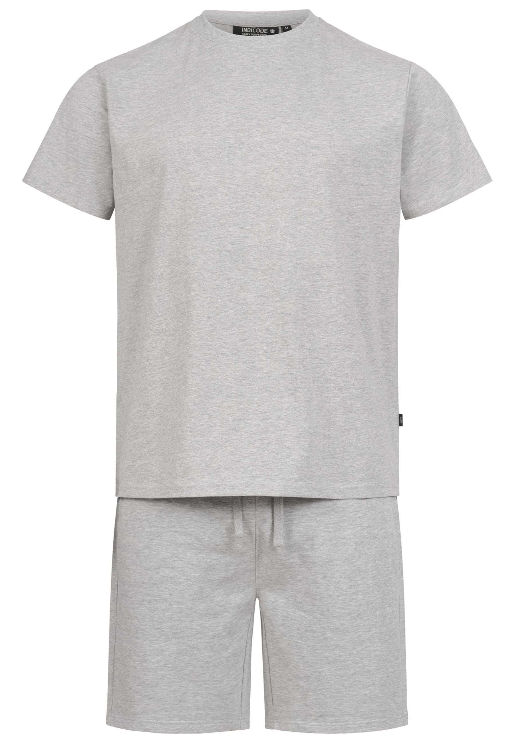 INDICODE Freizeitanzug Herren Comfy Shirt Herrenshorts Set (2-tlg), mit praktischen Seitentaschen an der Shorts – Bild 2 von 5