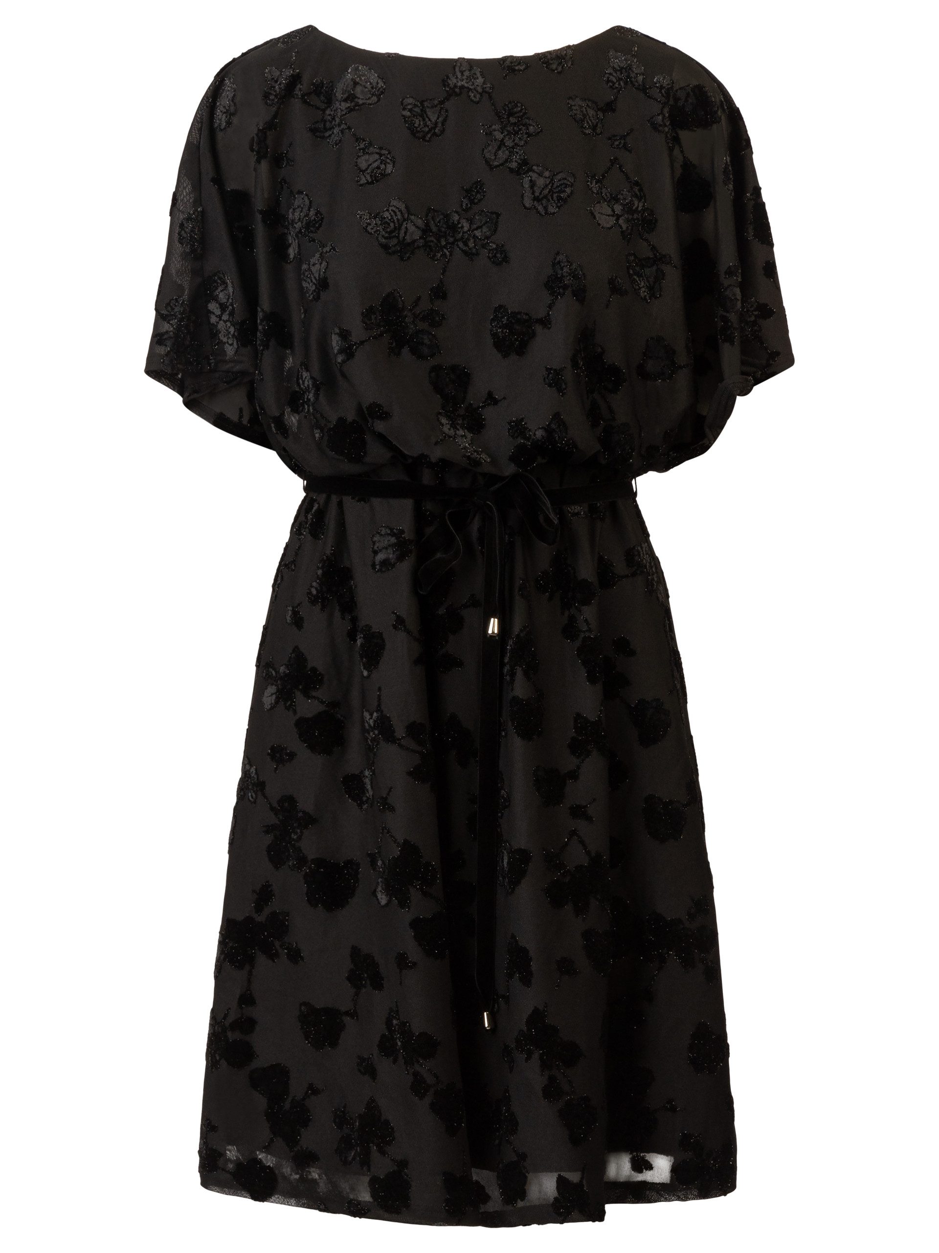 Kraimod Cocktailkleid mit Flockprint und Bindegürtel