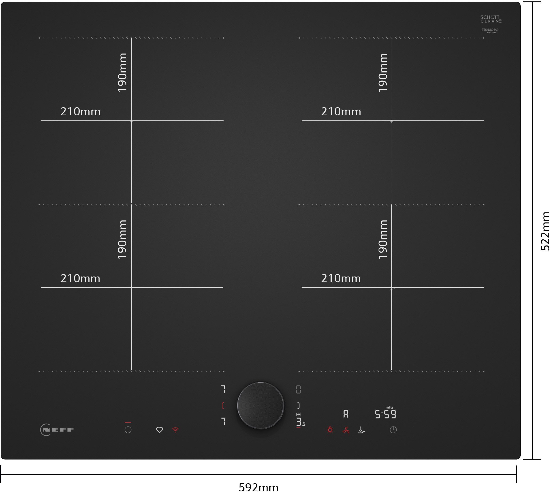 NEFF Induktions-Kochfeld N 90 T56NUQ4A0, Induktionskochfeld im Matt Black Design mit Twist Pad® Steuerung. – Bild 5 von 5