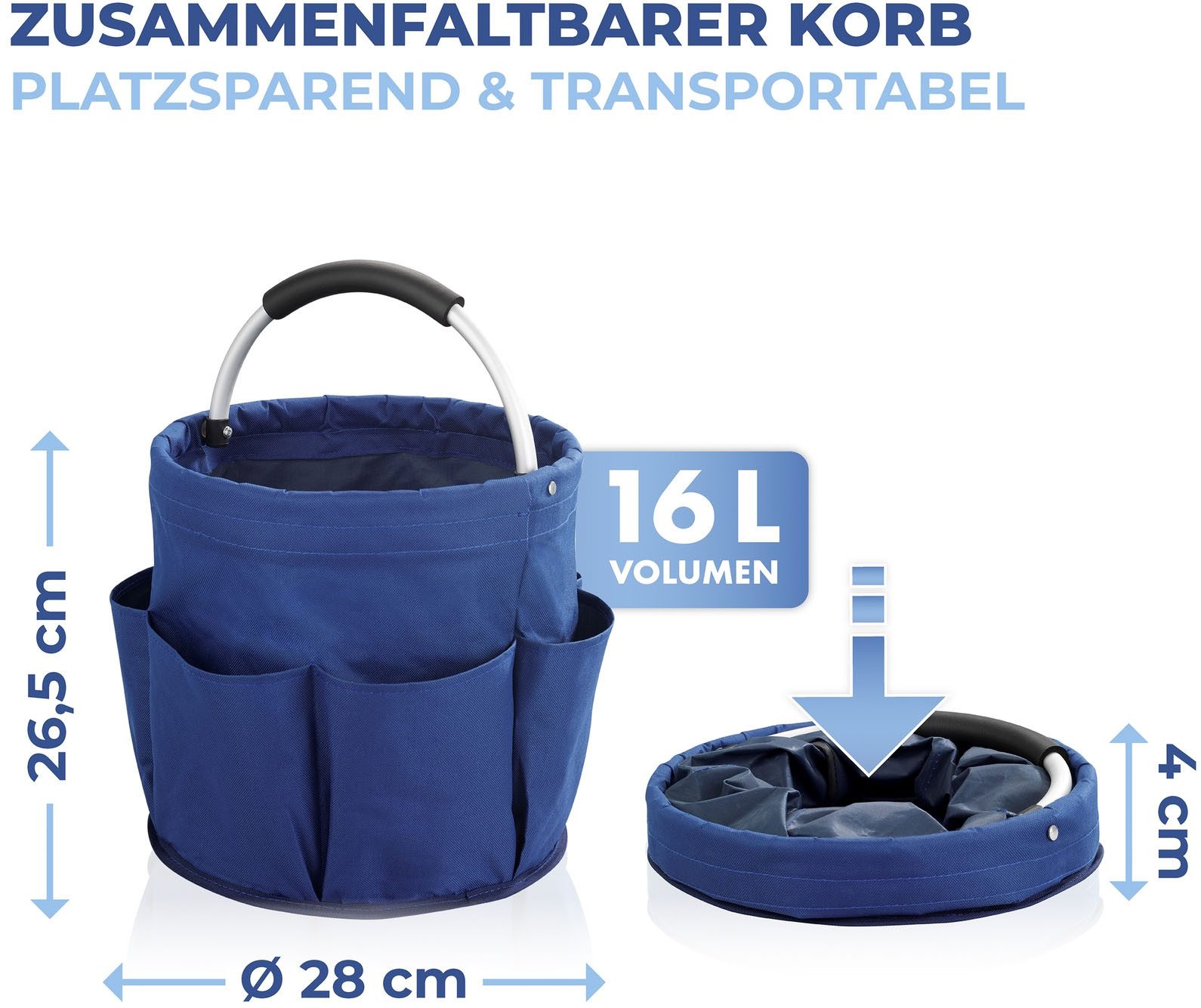 Maximex Organizer Universal-Reinigungs-Caddy, Allzweckkorb mit 6 Außentaschen, ideal für Haushalt, Garten & Camping