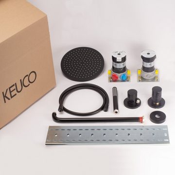 Keuco Brausegarnitur IXMO, Höhe 38.000 cm, Duschsystem 2 Verbraucher, Komplett-Set Thermostat, runde Rosetten