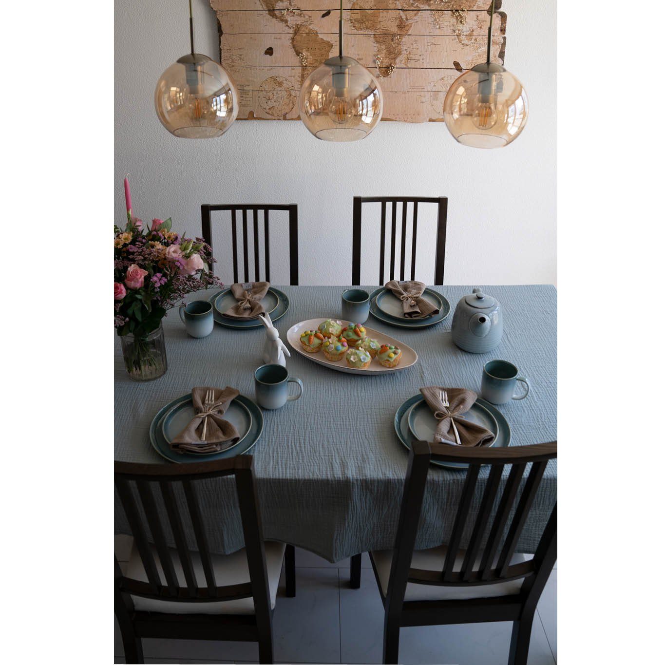 hutch&putch Tischdecke Musselin-Tischdecke "Angelina" • Aquamarine (1-tlg)