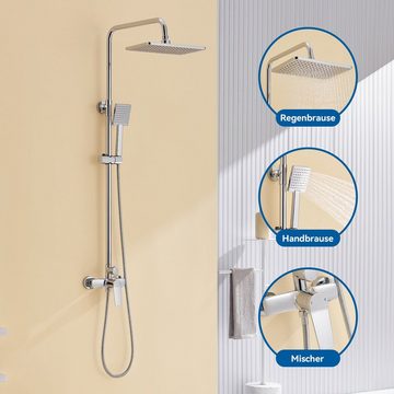 AuraLum pro Duschsystem Duscharmatur Regendusche Duschset mit Handbrause Kopfbrause, mit Handbrause
