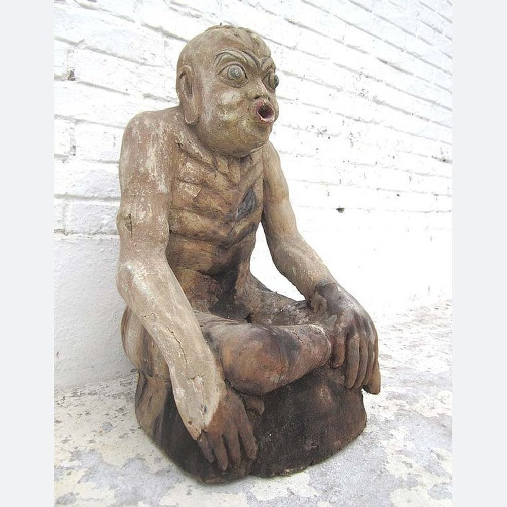 Luxury-Park-Direct Kommode China 1920 Figur Der Fastende Meditation Skulptur buddhistisch Pappel