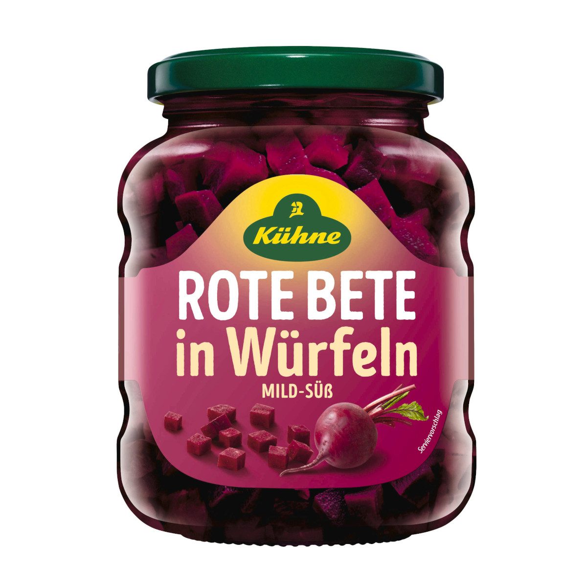 Kühne Gemüsekonserve, Kühne Rote Beete in Würfel mild süß Abtropfgewicht 220g Glas 330g