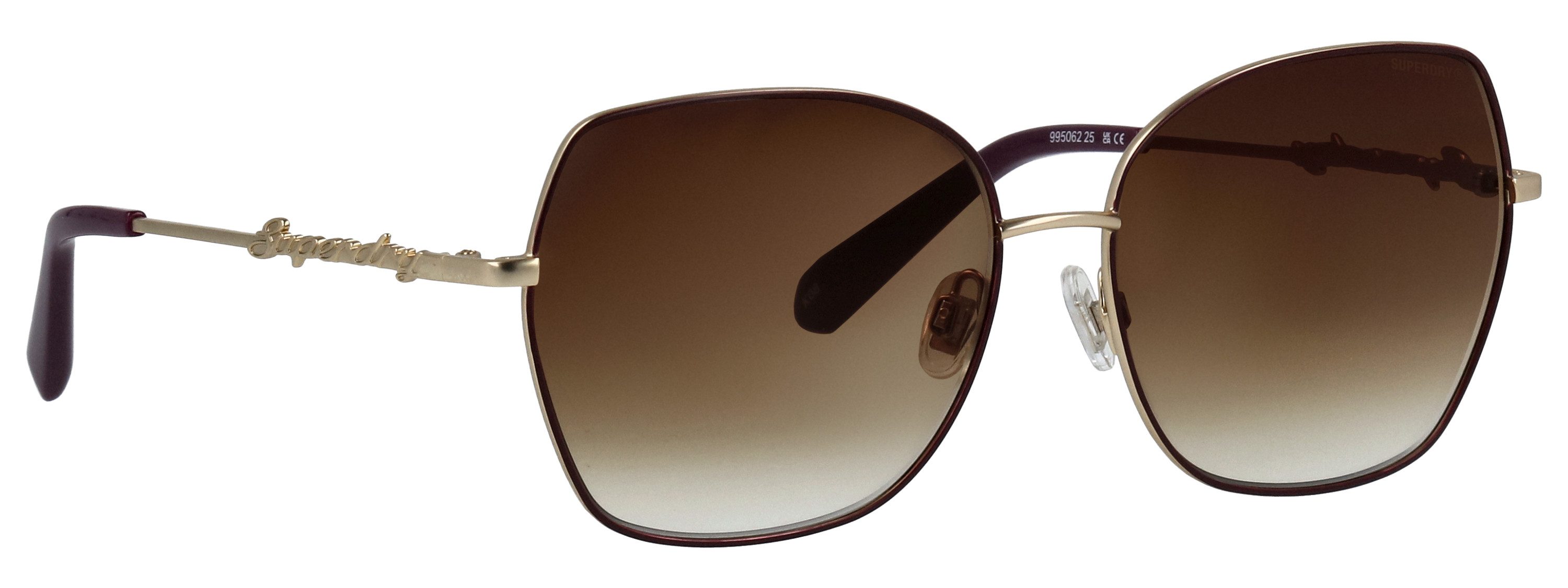 Superdry Sonnenbrille Modell 995062 Form Butterfly, Logoschriftzug auf Bügel, Metallfassung