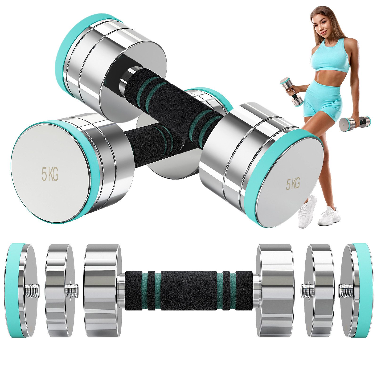 Dripex Hantel Hantel-Set Stahl Kurzhanteln 2er 2,5kg, 5kg, 7,5kg, 10kg, 15kg, 25kg