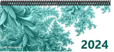 E&Z Verlag Gmbh Schreibtischkalender Bunt - Kalender XXL 2024 mit dem Muster Blätter türkis