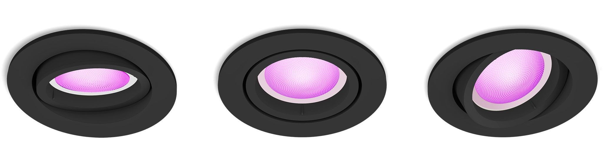 Philips Hue LED Einbauleuchte White & Color Ambiance Centura Einbauspot 3er Pack rund, Abschaltautomatik, Bluetooth, CCT - über Fernbedienung, Dimmfunktion, Farbsteuerung, Farbwechsel, Leuchtdauer einstellbar, Memoryfunktion, Nachtlichtfunktion, RGB, Smart Home, Timerfunktion, dimmbar über Fernbedienung, erweiterbar, mehrere Helligkeitsstufen, LED wechselbar, RGB