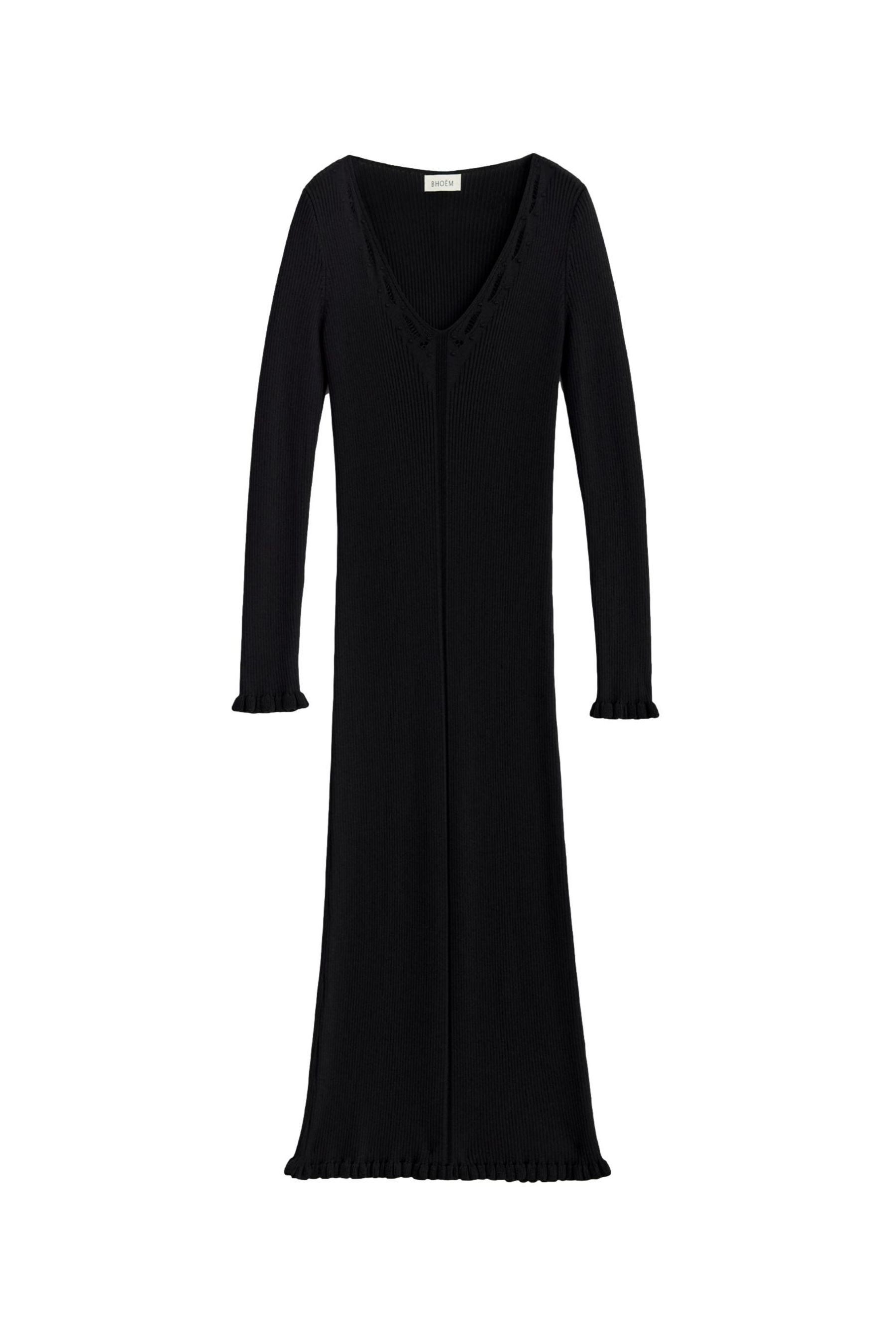 Bhoem Midikleid BHOEM Langärmeliges Midi-Strickkleid (1-tlg)