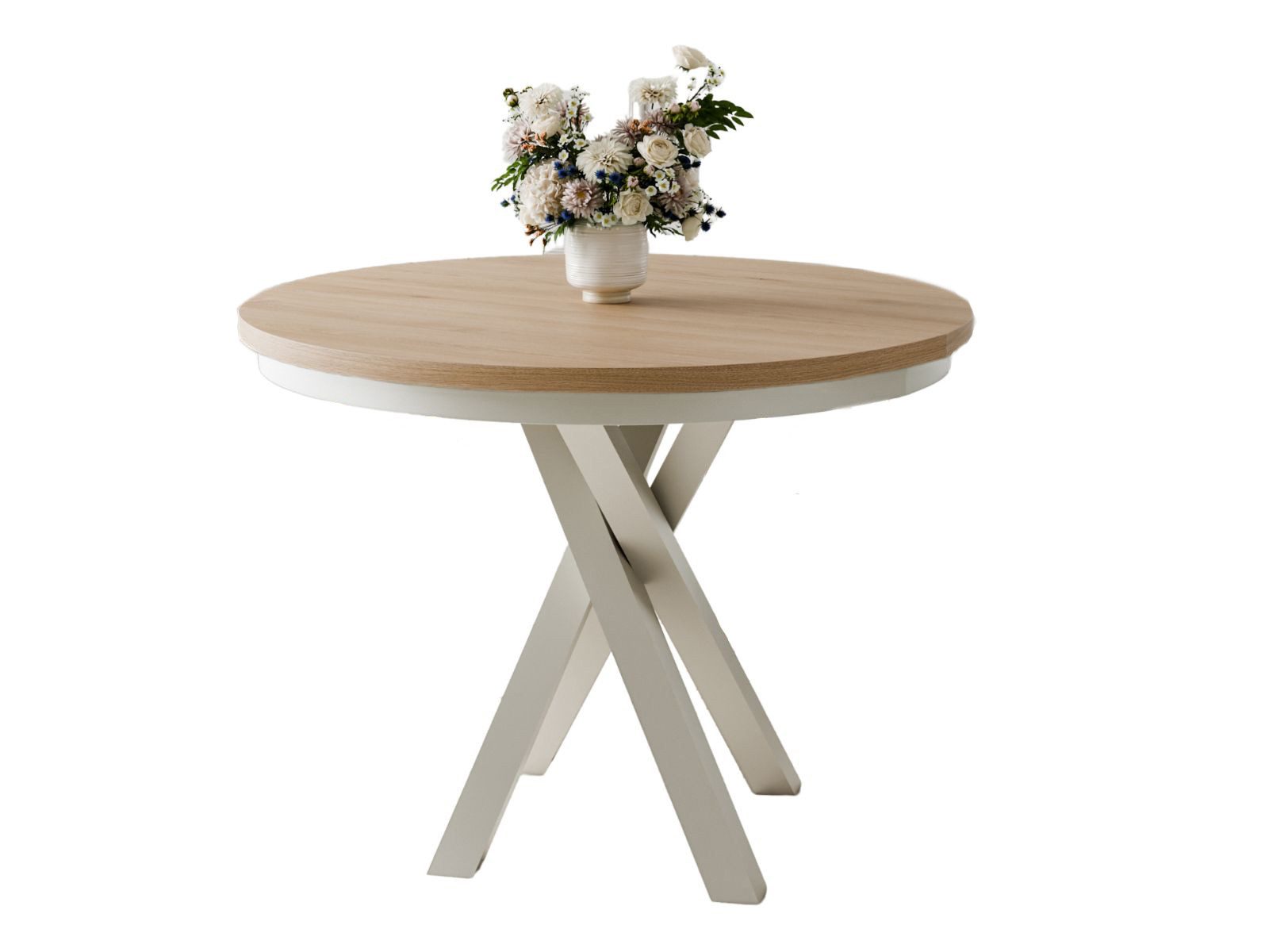 Compleo Esstisch Esszimmer, Modern, Japandi, Industrial - Küchentisch - Runder LOFTO, Esszimmertisch, Kaschmir