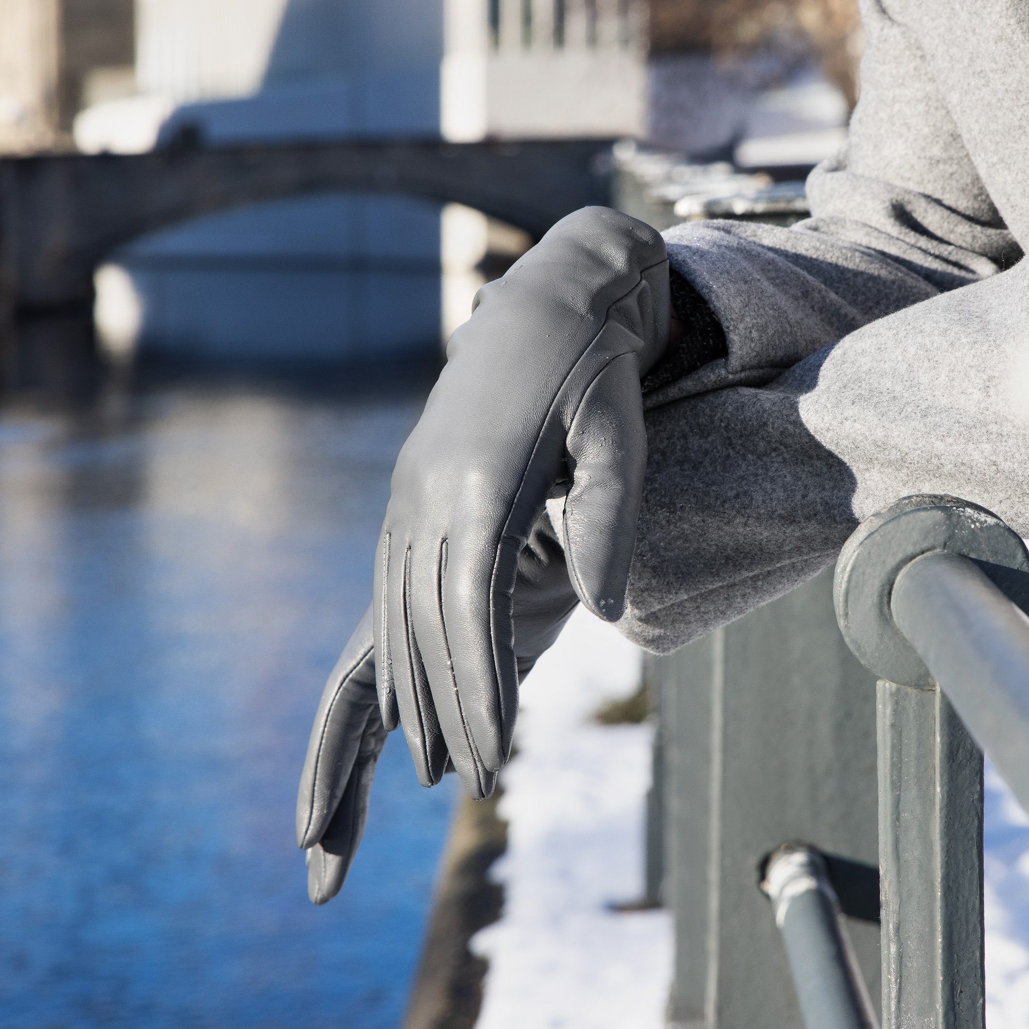 Navaris Lederhandschuhe Damen Nappa Handschuhe Touchscreen - Lammleder Kasc günstig online kaufen