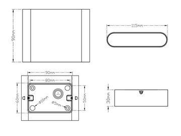 meineWunschleuchte LED Außen-Wandleuchte, LED fest integriert, Warmweiß, 2er-Set kleine Up Down Fassadenlampe Haus-wand beleuchten, Weiß 11,5cm