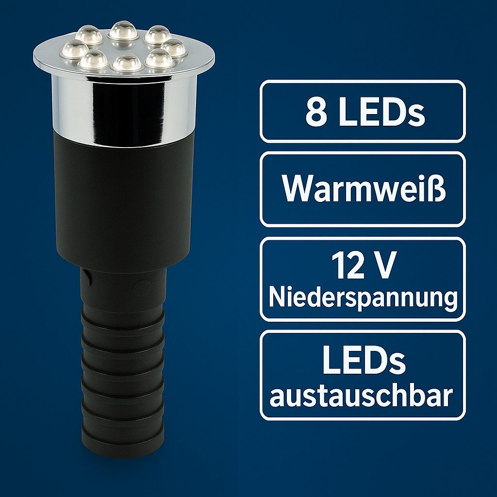 KERRY Teichleuchte LED-Wasserspielleuchte warmweiß 1/2" & 3/4", mit Wechsel-LED-Modul