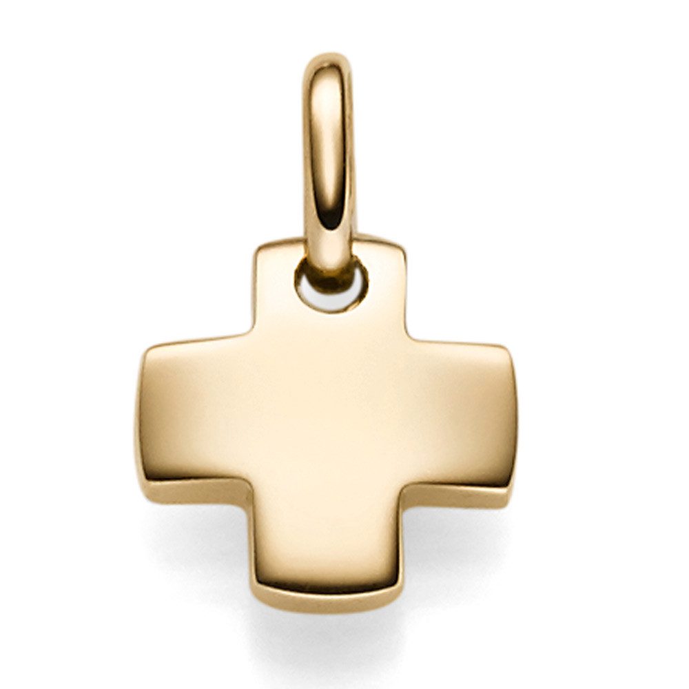 Kettenanhänger Anhänger Kreuz 10,5x10,5mm, 585 Gelbgold, flach