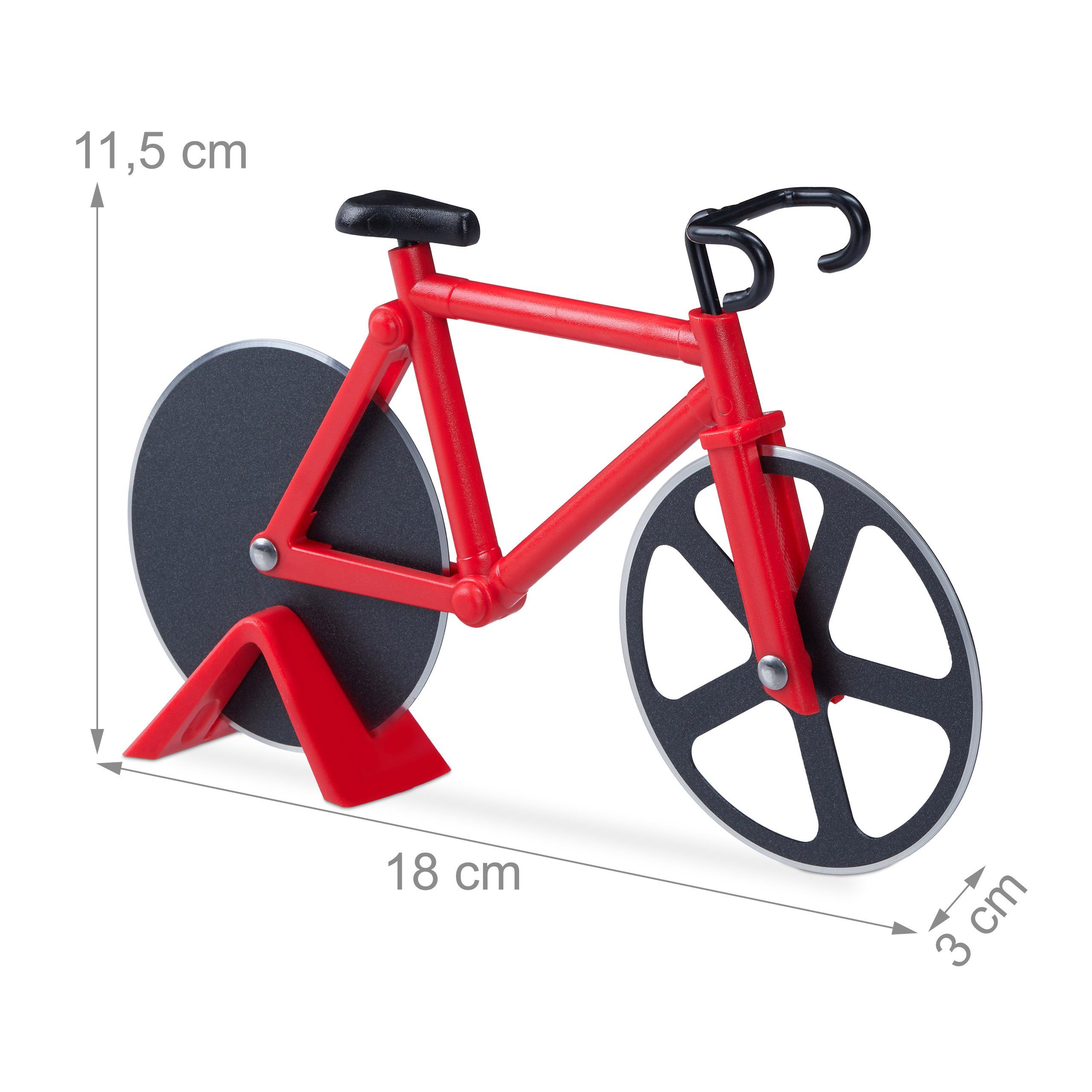 relaxdays Pizzaschneider Fahrrad Pizzaschneider, rot