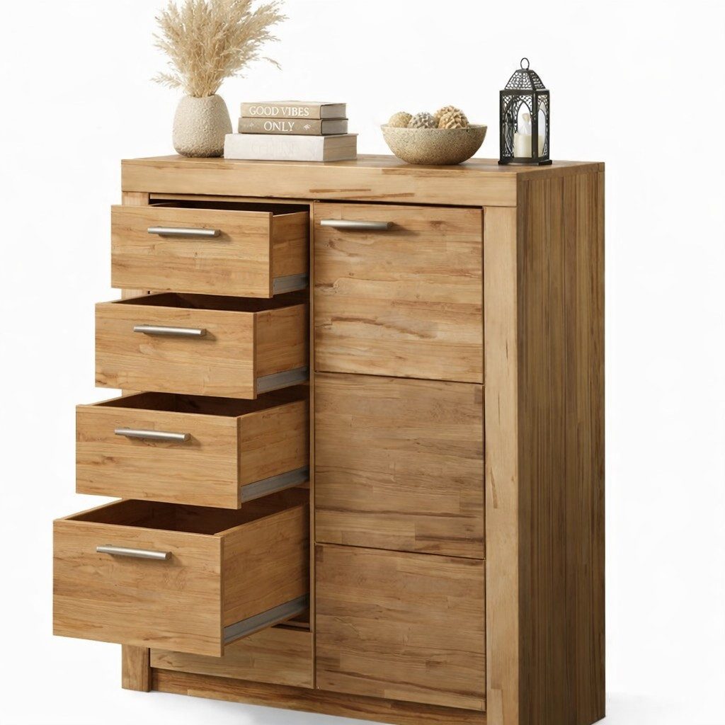 bv-vertrieb Schubkastenkommode Schubkastenkommode Kernbuche teilmassiv Anrichte Highboard
