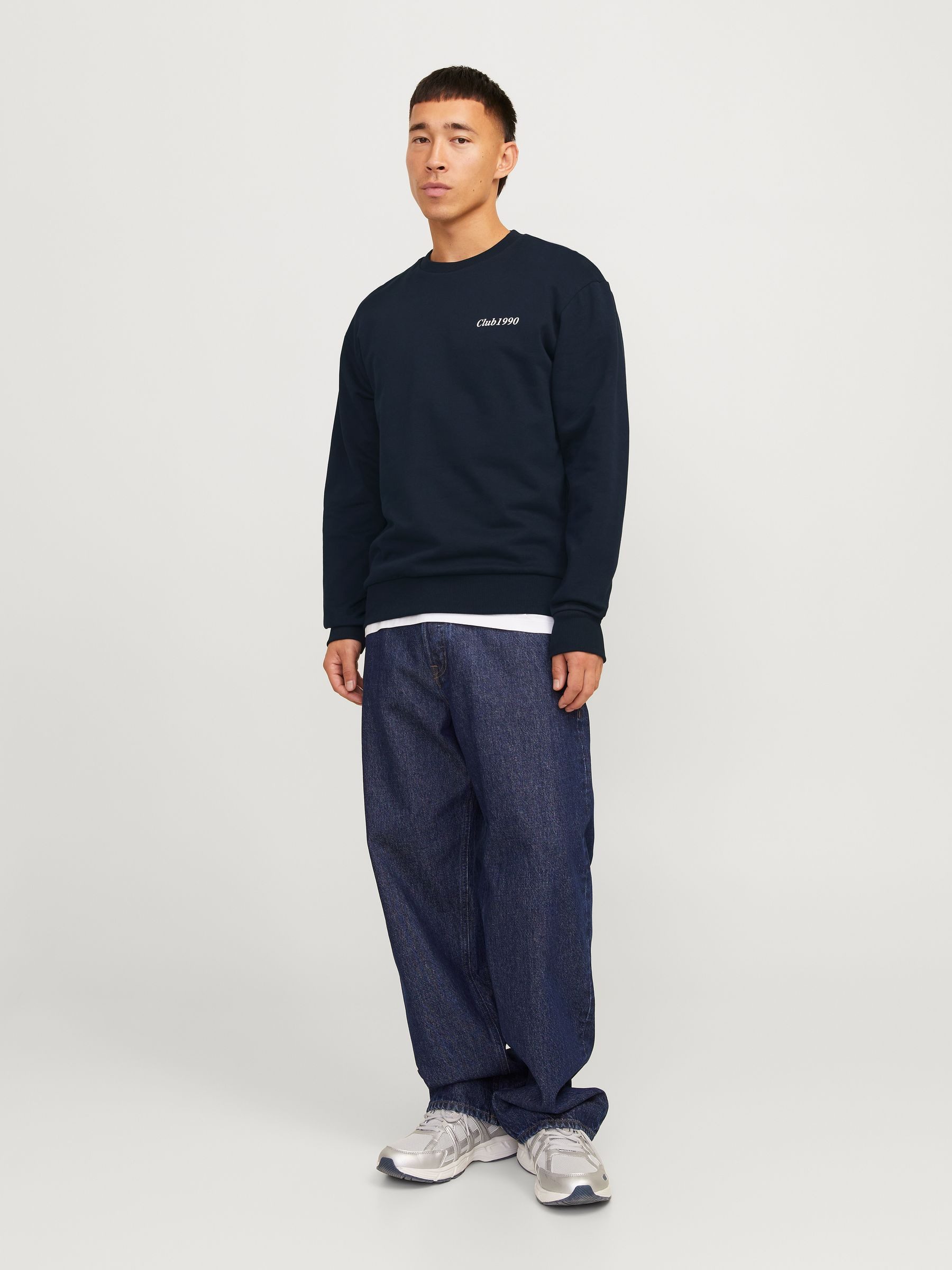 Jack & Jones Sweatshirt Pullover mit Rundhals, Logo Front & Rücken JJEBRADLEY GRAPHIC SWEAT CREW NOOS