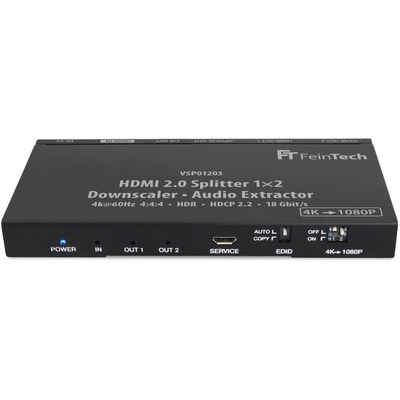 FeinTech HDMI-Splitter VSP01203 HDMI 2.0 Splitter mit Audio Extractor, Downscaler, EDID