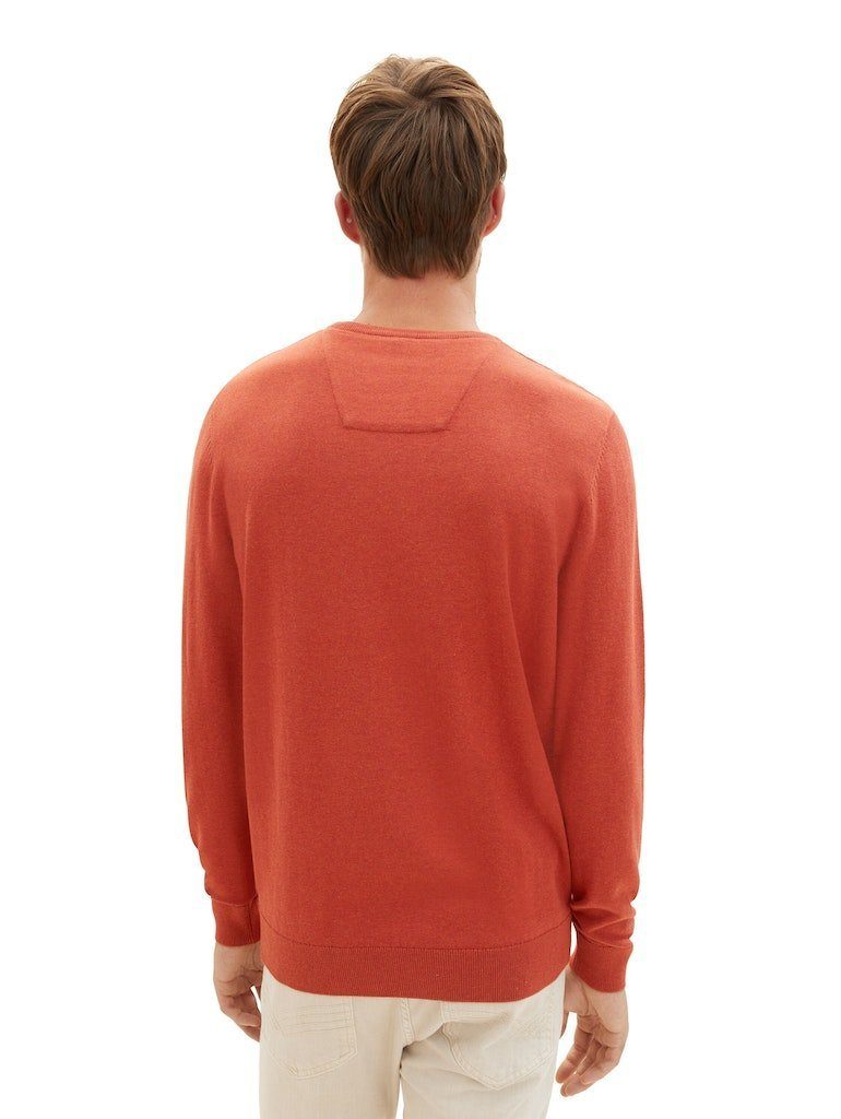 TOM TAILOR Sweatshirt Basic 32720 Warm (1-tlg) Red melierter Melange Crew Strickpullover Neck Sweater
