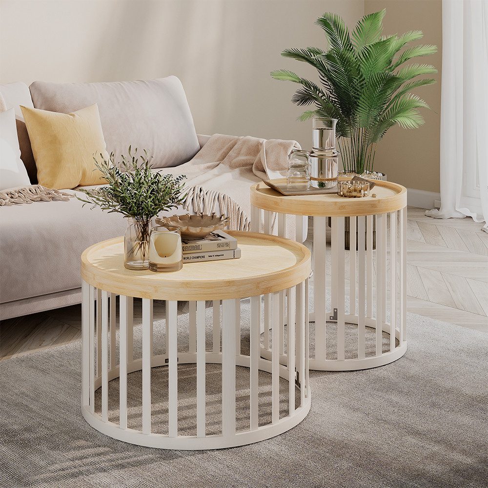Vicco Couchtisch Enara, Bambus/Weiß, x cm, mit 2 Teilen (2-St)
