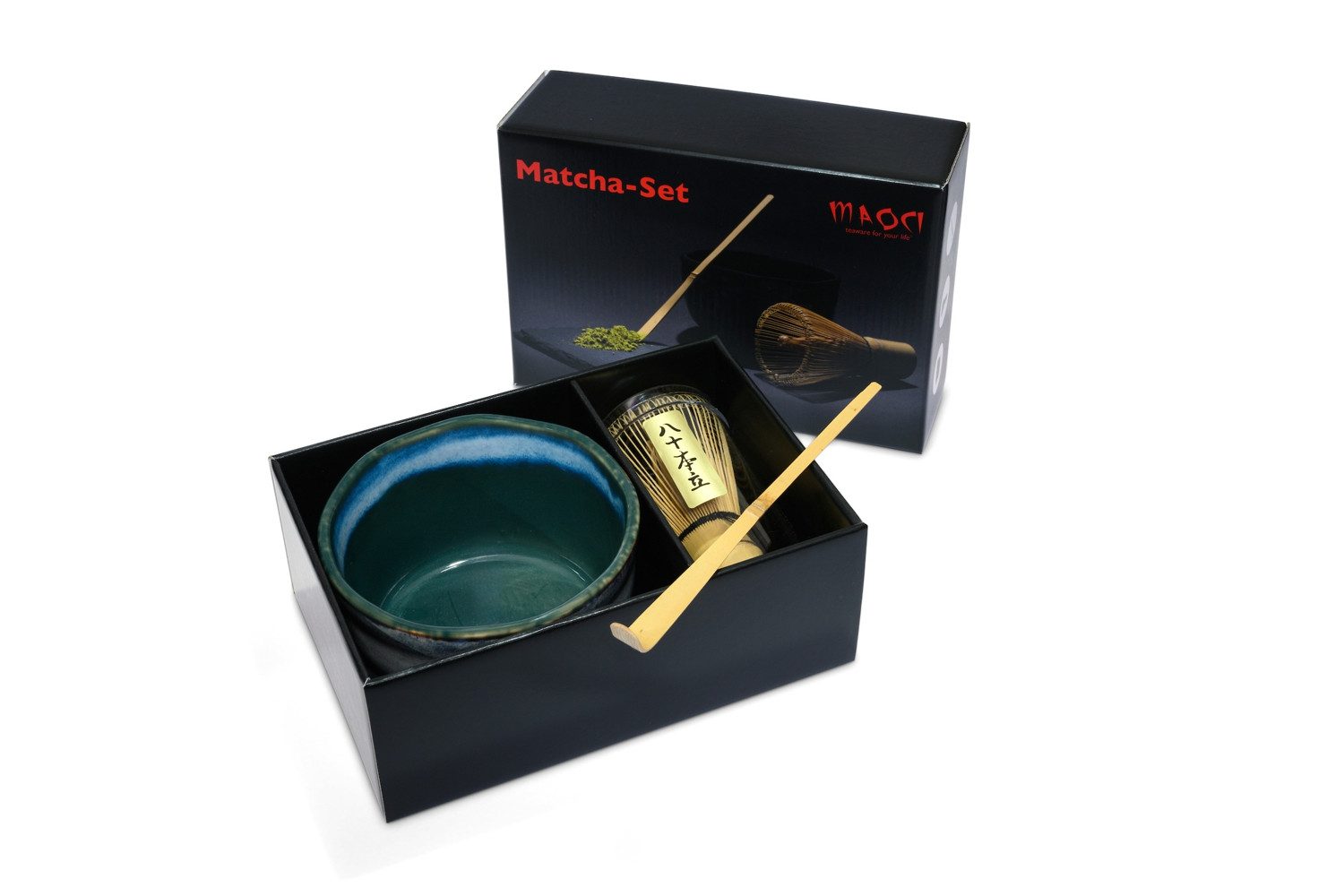 MAOCI teaware for your life Teeschale Matcha Set Matchaschale blau marmoriert Besen Löffel, 1-tlg., 3-tlg. Set