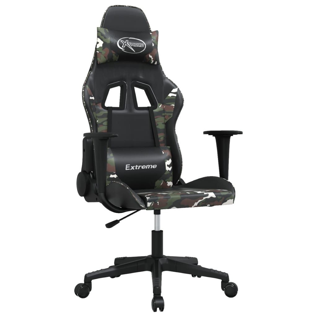 furnicato Gaming-Stuhl Kunstleder Schwarz und Tarnfarben 67x58x118-128 cm (1 St), Ergonomischer Spielstuhl mit Liegefunktion und verstellbarer Höhe