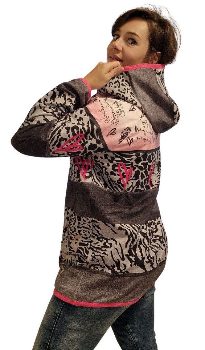 Gio Milano Hoodie G29-1124, Gio Milano Hoodie Animal mit Kapuze innen angeraut
