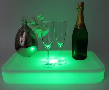 Arnusa Dekotablett Tablett LED beleuchtet RGB mit Akku, Fernbedienung Serviertablett, kabellos Bar Zubehör Dekoleuchte