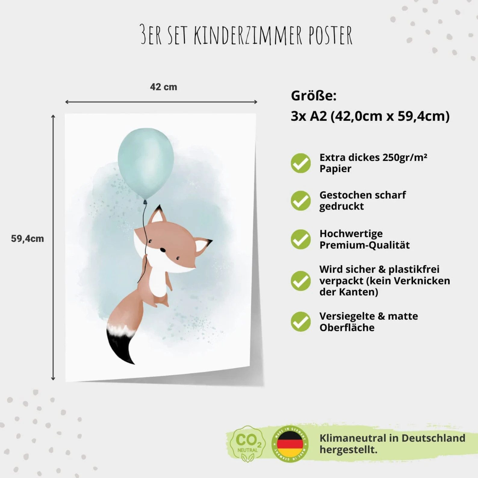 MeinBaby123® Poster Bilder Kinderzimmer, Poster Kinderzimmer Deko, Babyzimmer Deko, Spruch Wandbilder, Boho, Tiere – Bild 4 von 5