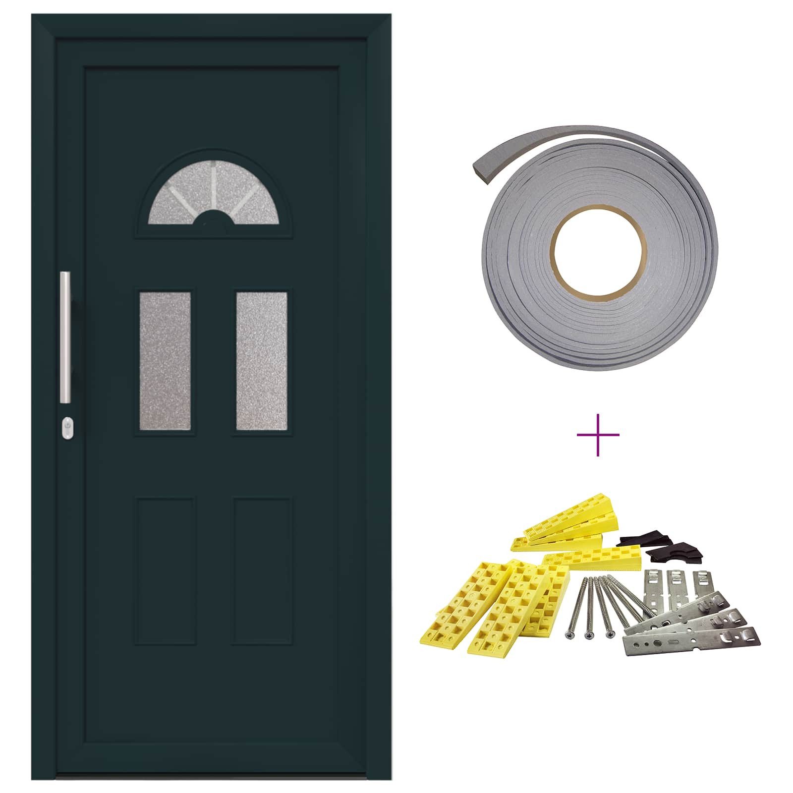 vidaXL Haustür Vordertür Anthrazit 88 x 200 cm PVC (1-St)