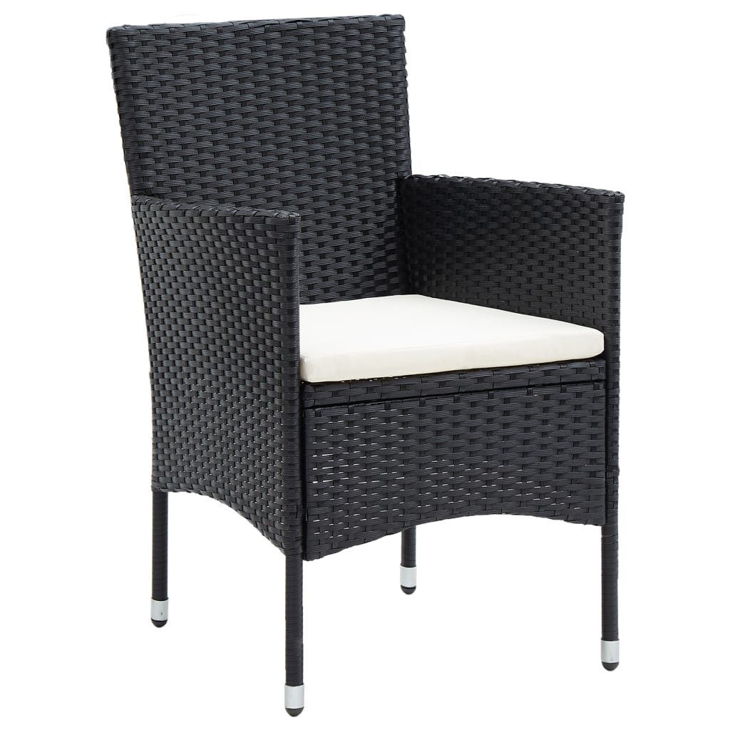 Garten-Essstühle 4 Rattan Schwarz Stk. Poly furnicato Gartenstuhl