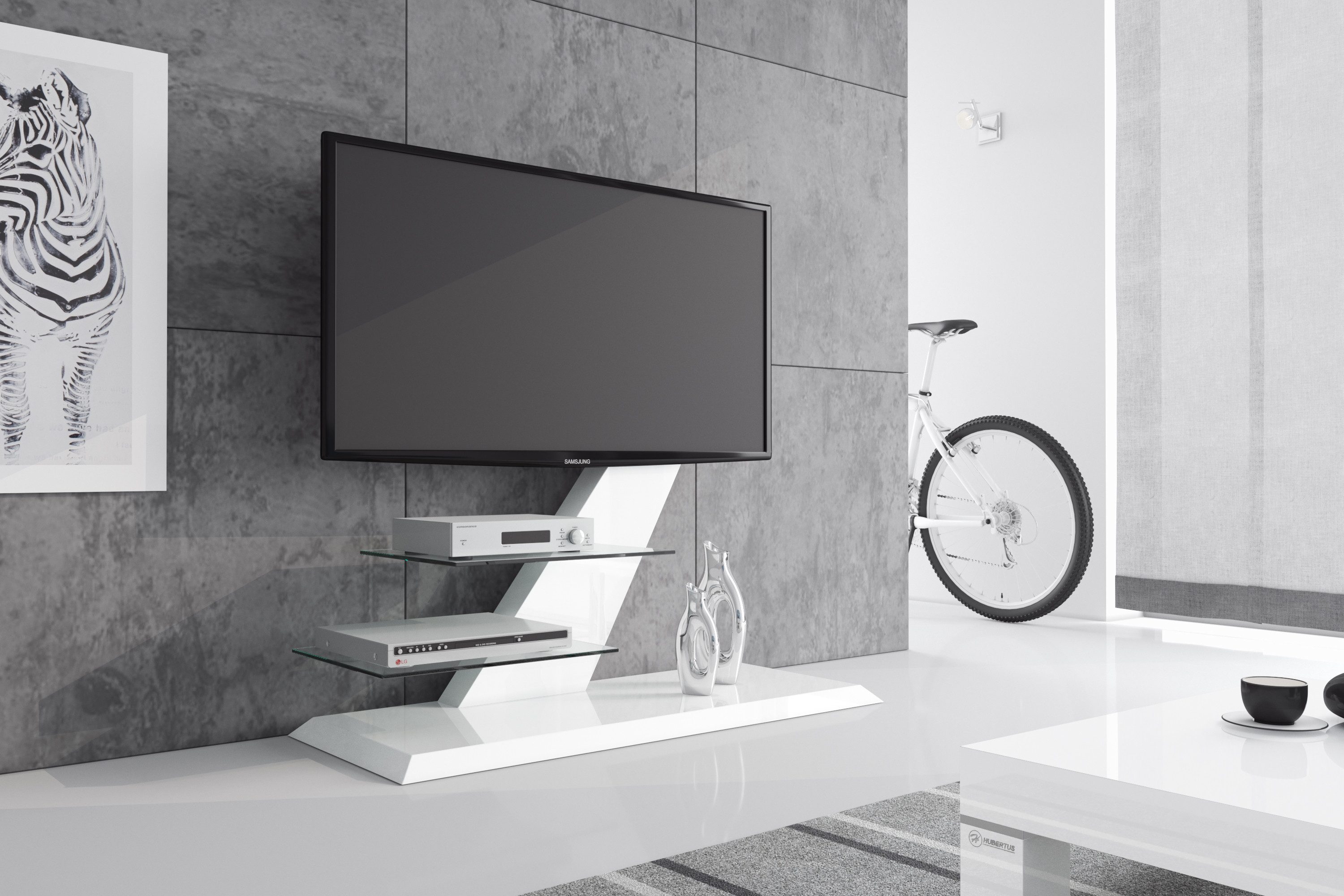 designimpex TV-Rack TV Schrank HZ-111 Hochglanz TV Rack TV Möbel Fernsehtisch TV Ständer