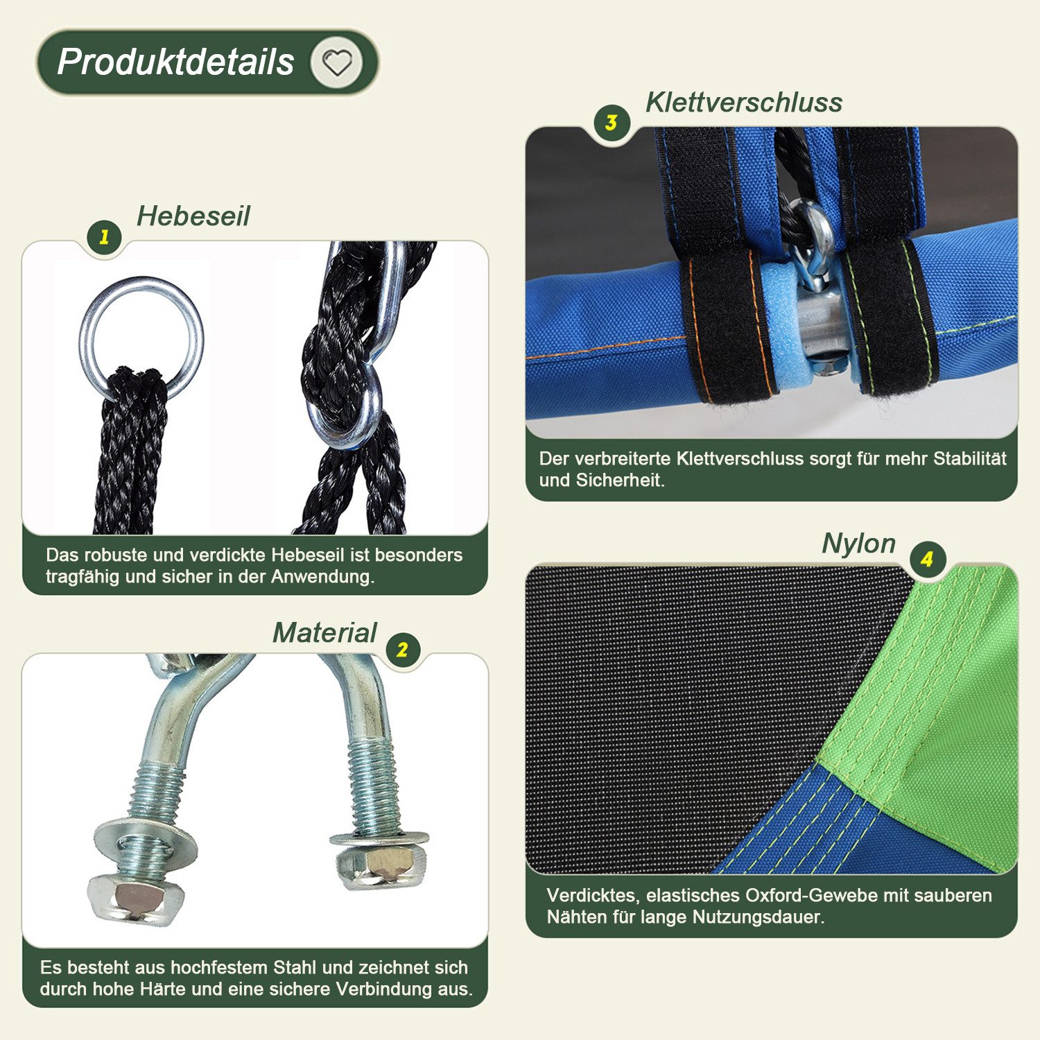 Refined Living Nestschaukel Nestschaukel Outdoor Ø 100 cm, Kinder & Erwachs günstig online kaufen