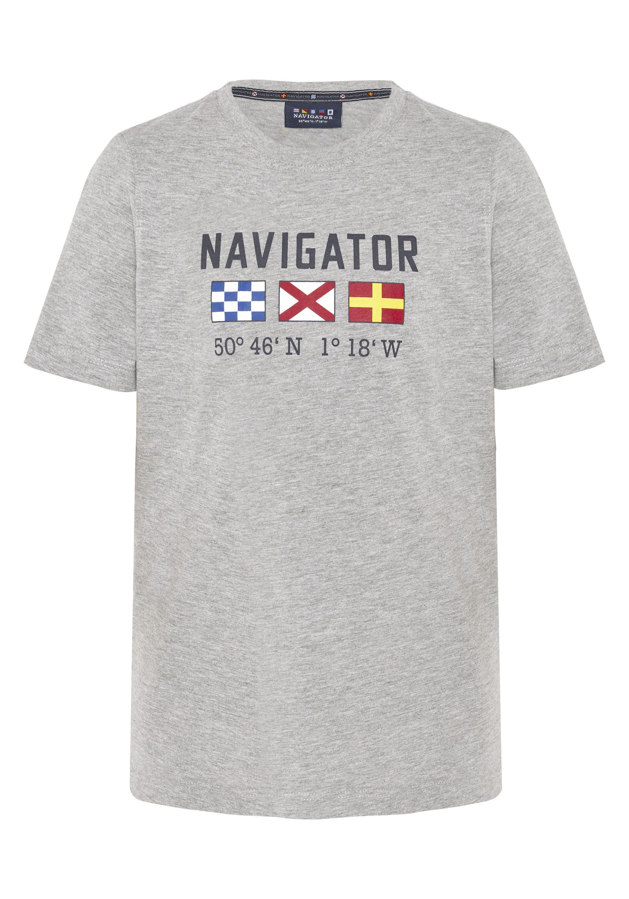 NAVIGATOR Print-Shirt aus weicher Sweatware M Neutr. Gray
