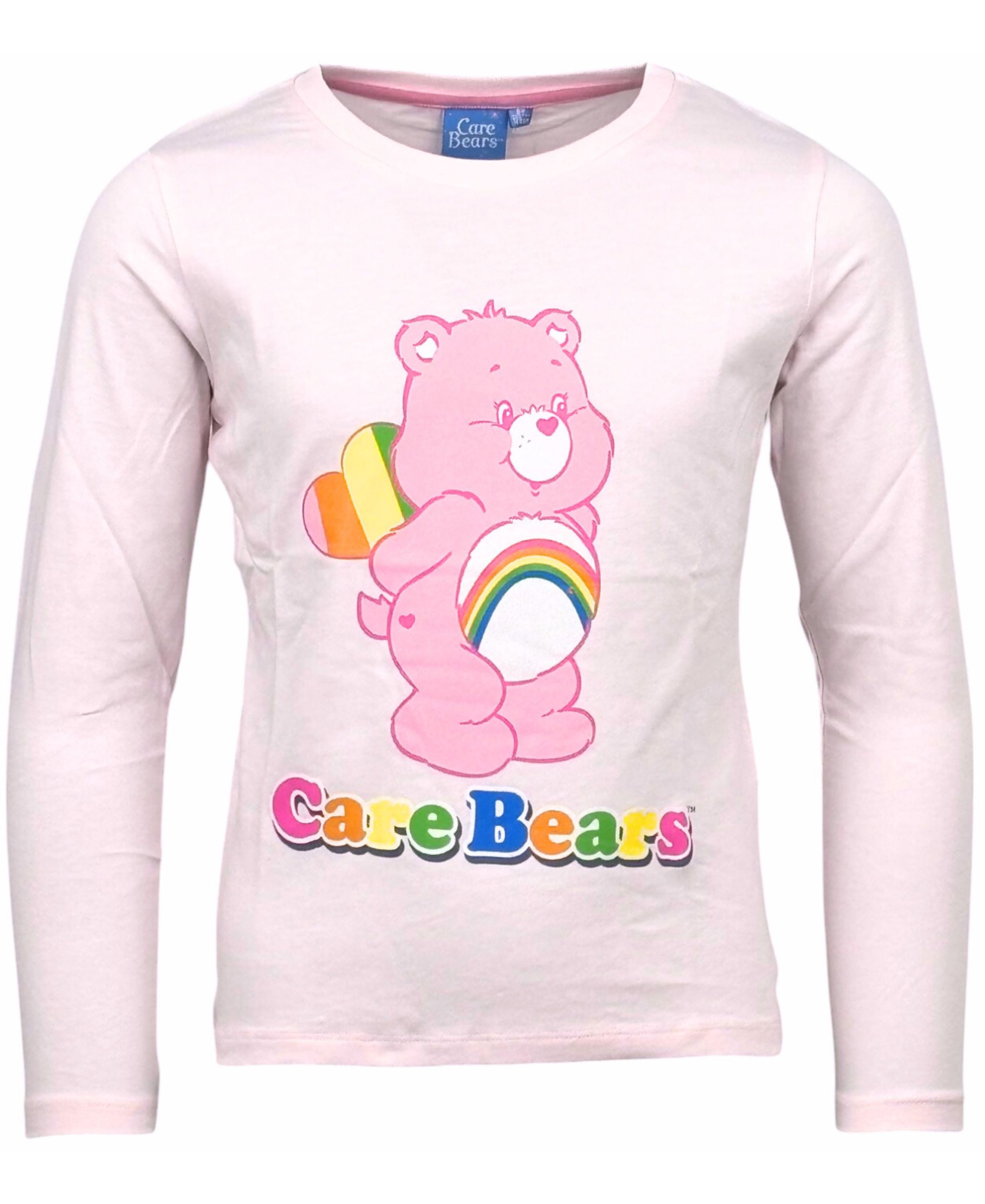 Glücksbärchis Langarmshirt Care Bears Regenbogen Mädchen Shirt mit Glitzer Gr. 98 - 128 cm
