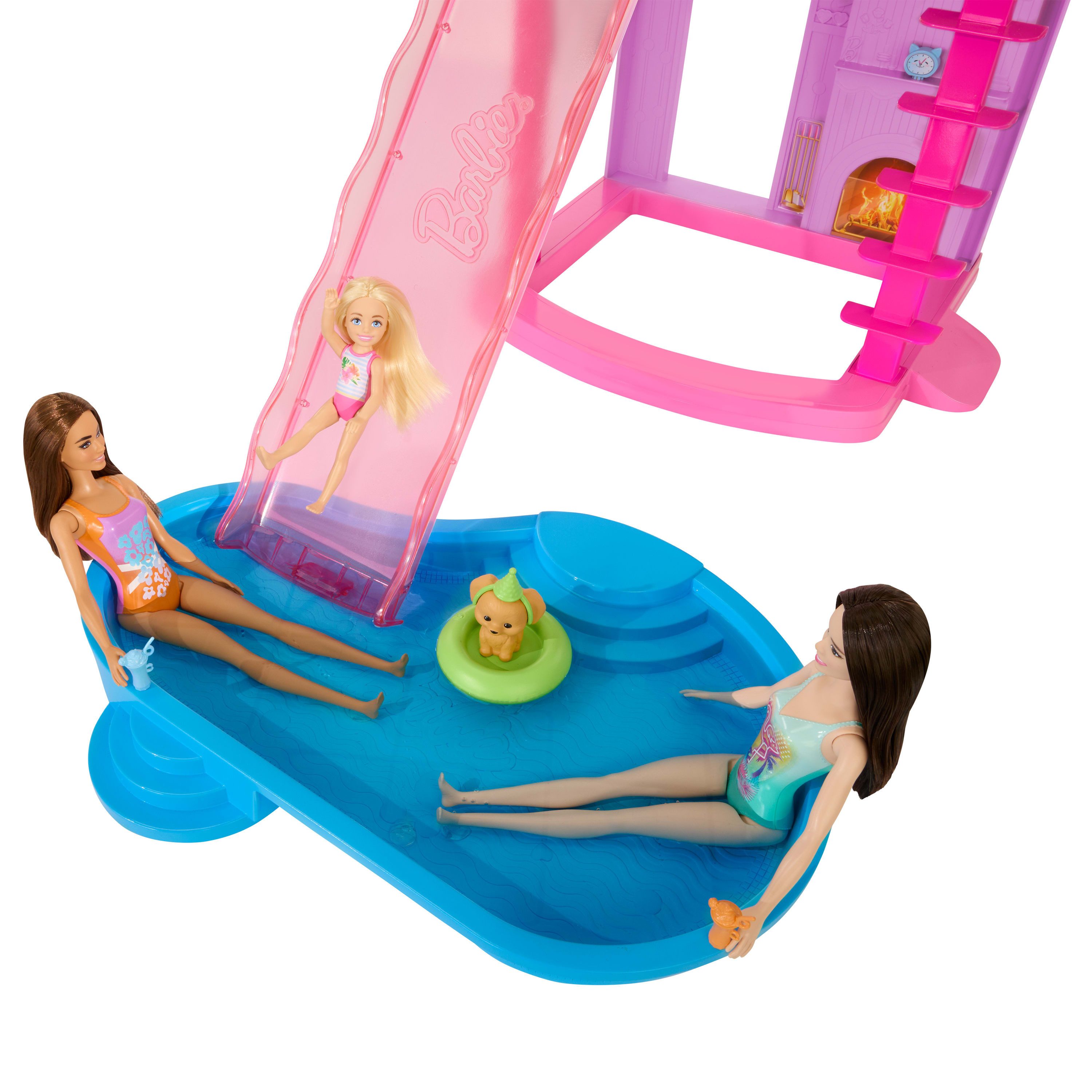Barbie Puppenhaus Barbie Traumvilla (2026), mit Licht, Sound, 2 Pools, 2 Rutschen, 2 Häuser, Aufzug, 3 Etagen – Bild 4 von 5