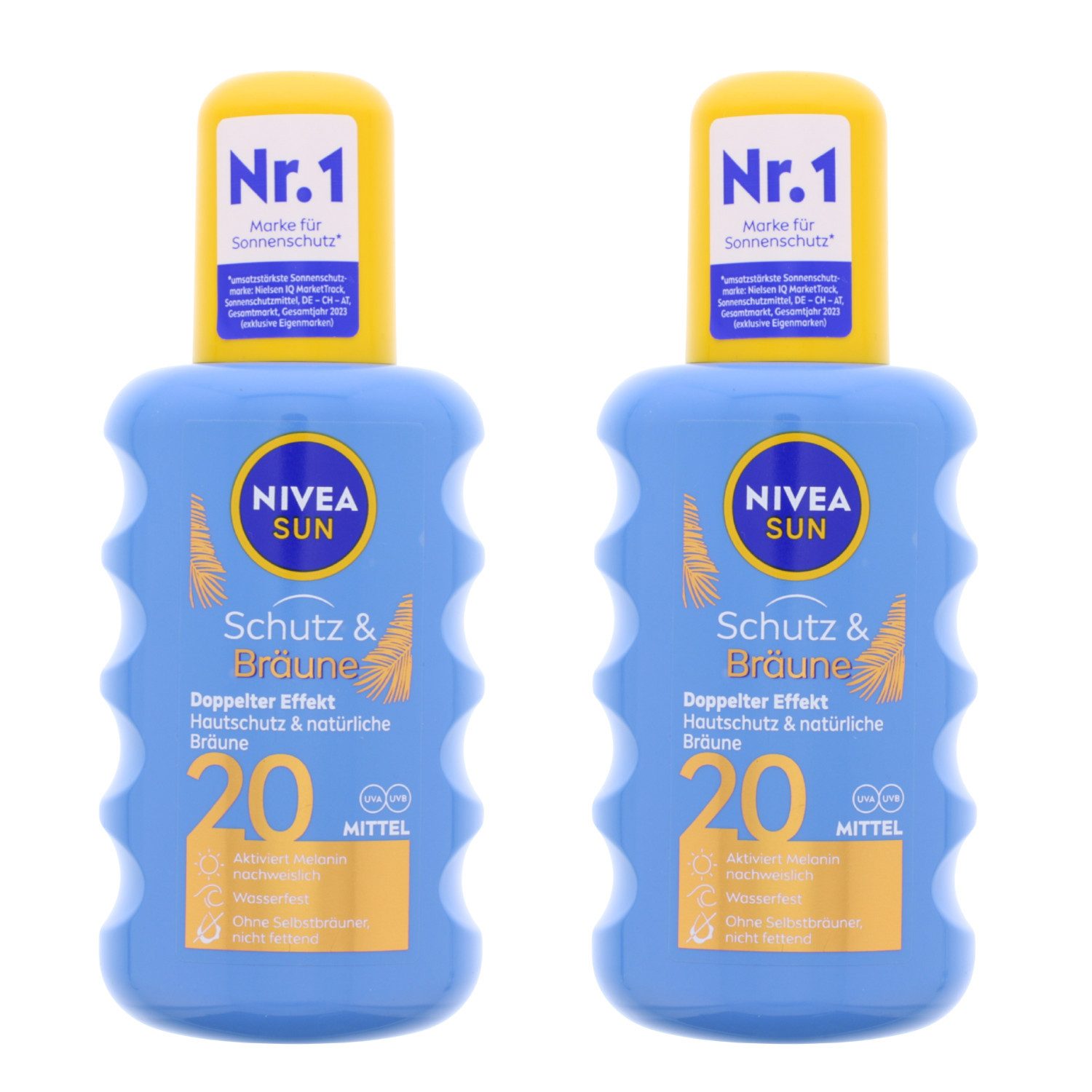 Nivea Sonnenschutzlotion 2x NIVEA Sun Schutz & Bräune Sonnenschutz LSF20 mit Pro-Melanin-Extrak