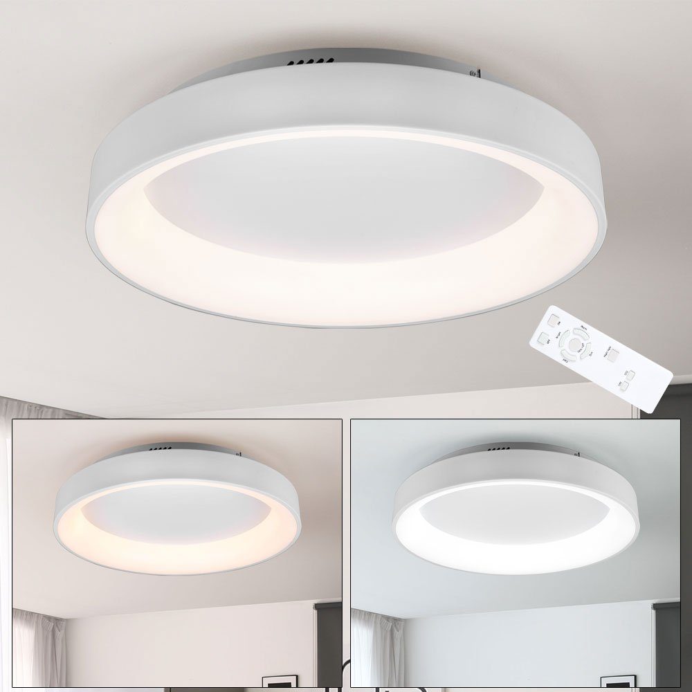 etc-shop Deckenstrahler, LED Deckenleuchte mit Fernbedienung 60 cm Deckenlampe  LED dimmbar rund Deckenlampe Wohnzimmer, CCT stufenlos, in weiß, 1x LED 48W  5600Lm 2700-6000K