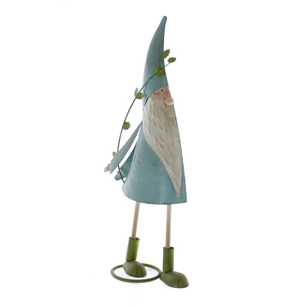 MICA Dekofigur Wichtel mit Blätterast grün - ca. 18 x 9 x 45 cm