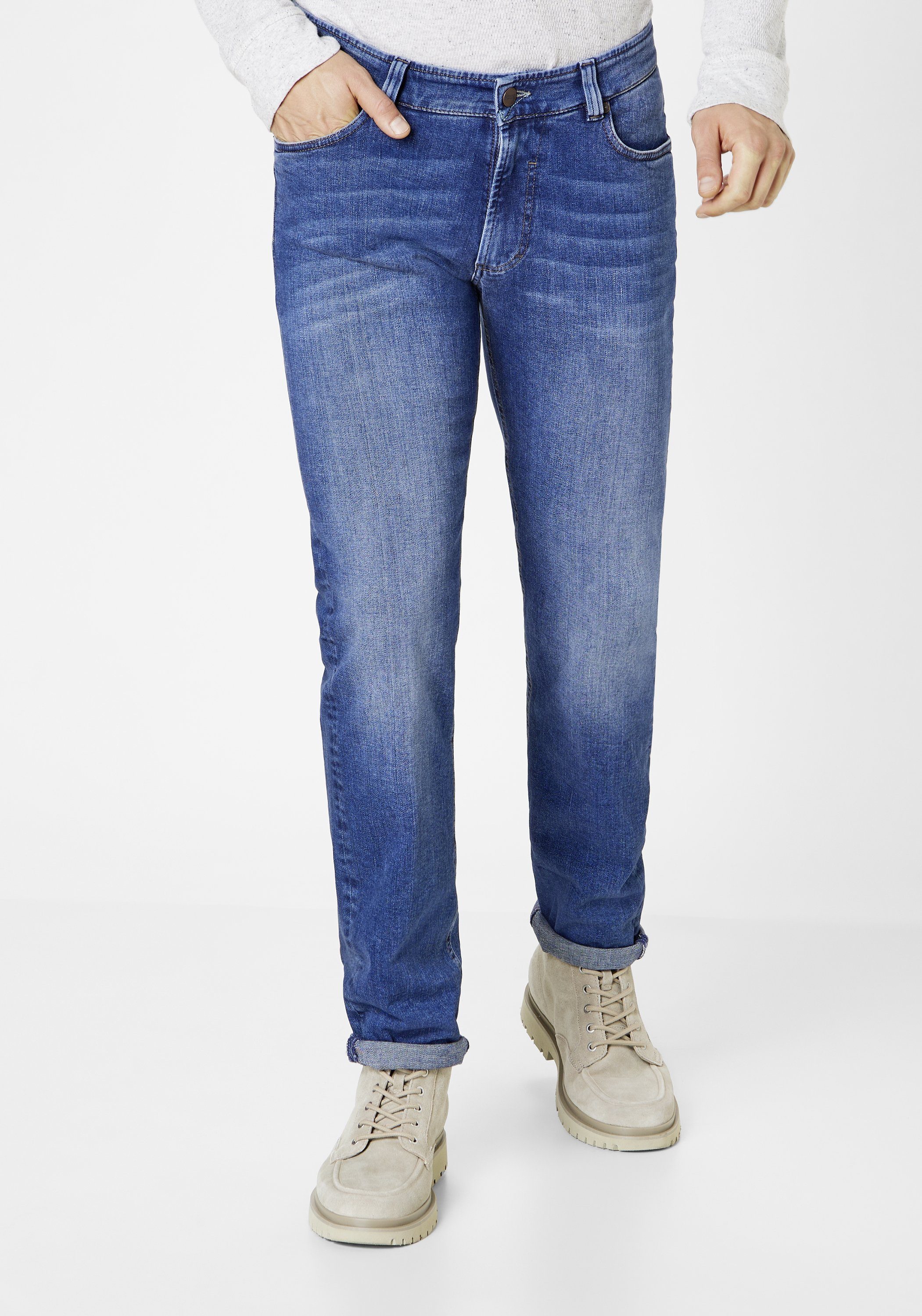 Paddock's 5-Pocket-Jeans DUKE Superior Straight-Fit Jeans dark blue vintage wash