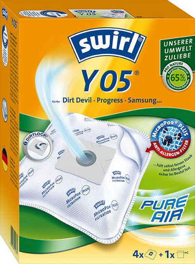 Swirl Staubsaugerbeutel Y 05 für Dirt Devil, Progress und Samsung, 4er- Pack