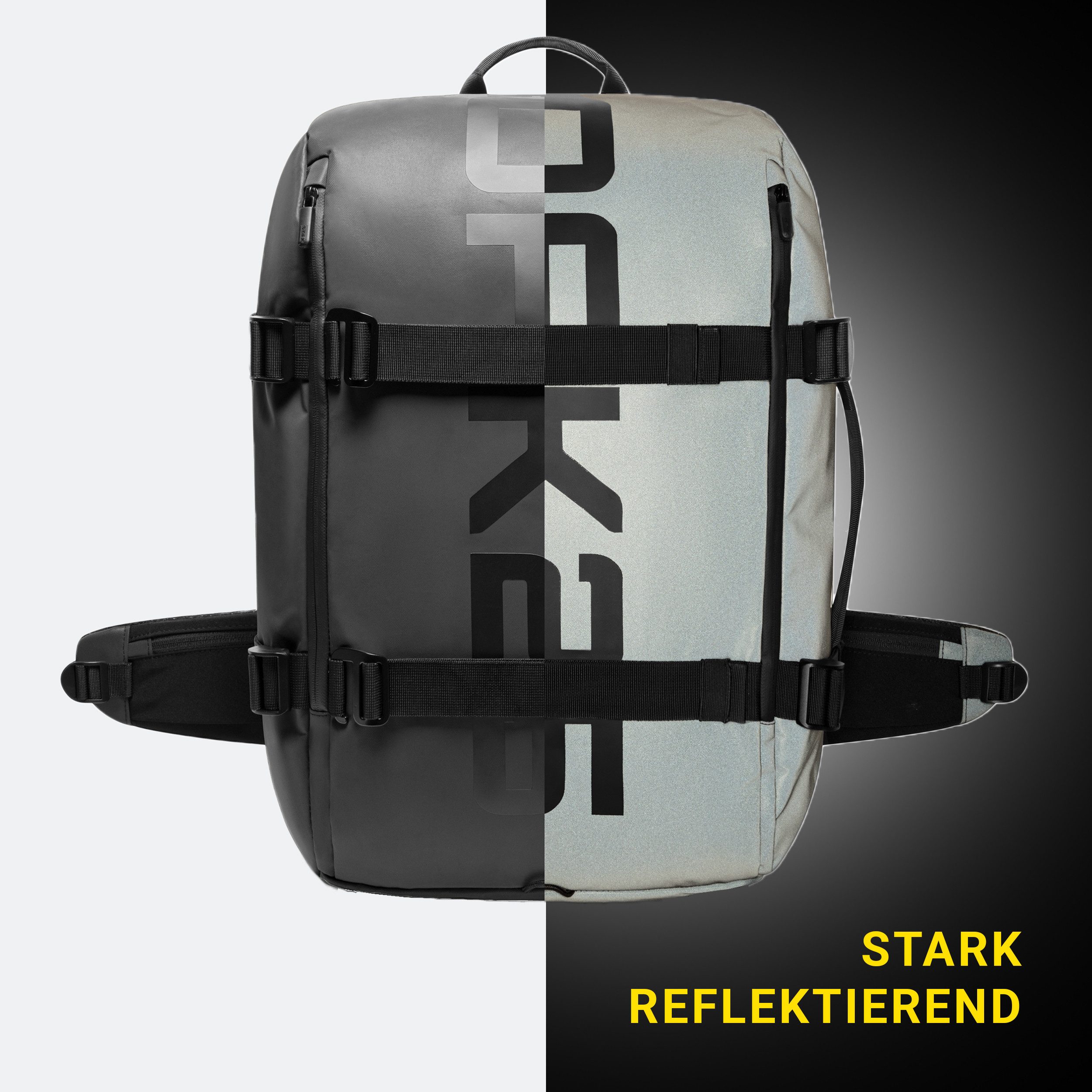 OAK25 Reiserucksack Luminite Traveller Reiserucksack reflektierend, Travel Backpack 33L für Reisen, Wandern, Weekend Trips