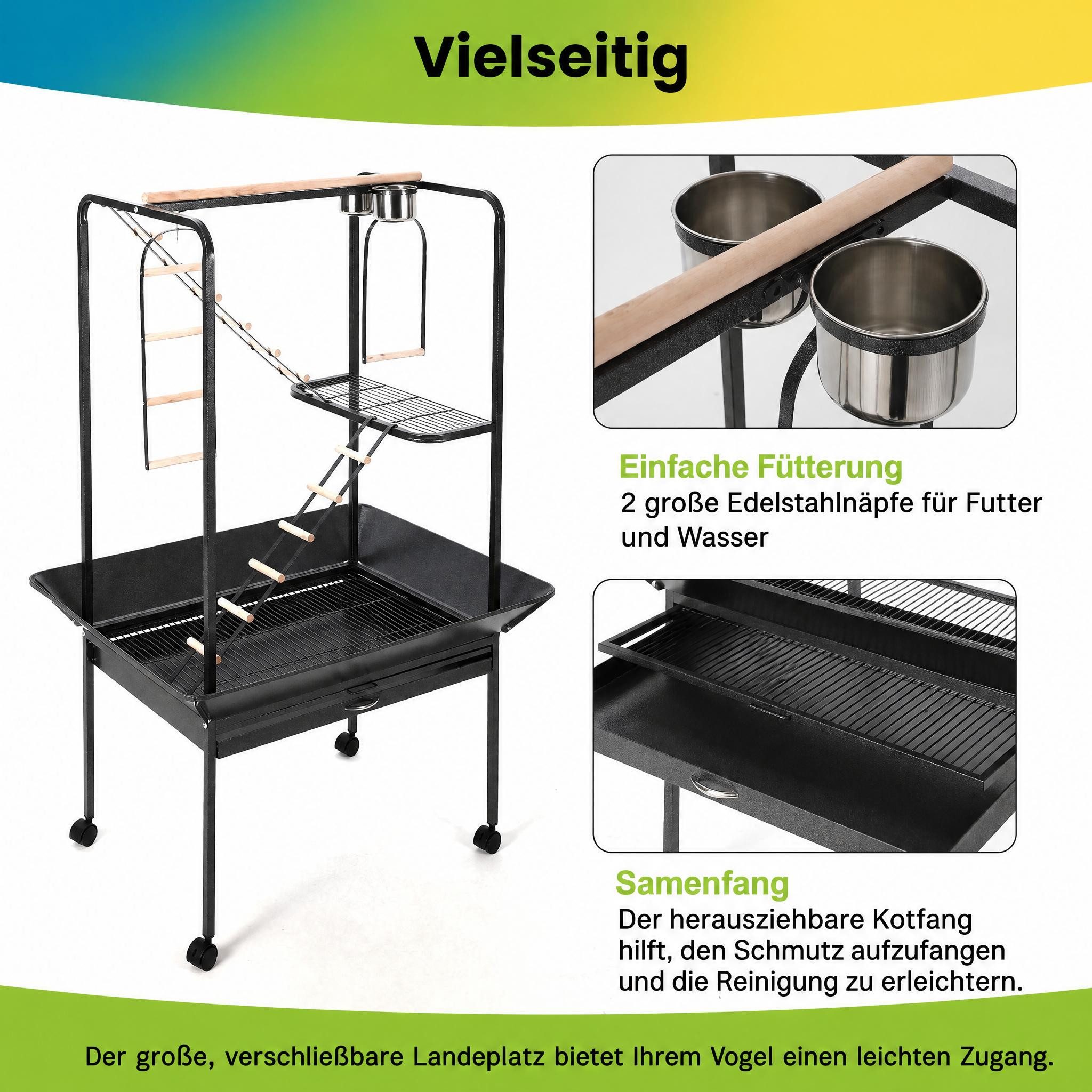 GarveeMore Vogelkäfig Vogelaktivitätsturm mit Sitzstangen und Leitern, für Papageien und Sittiche