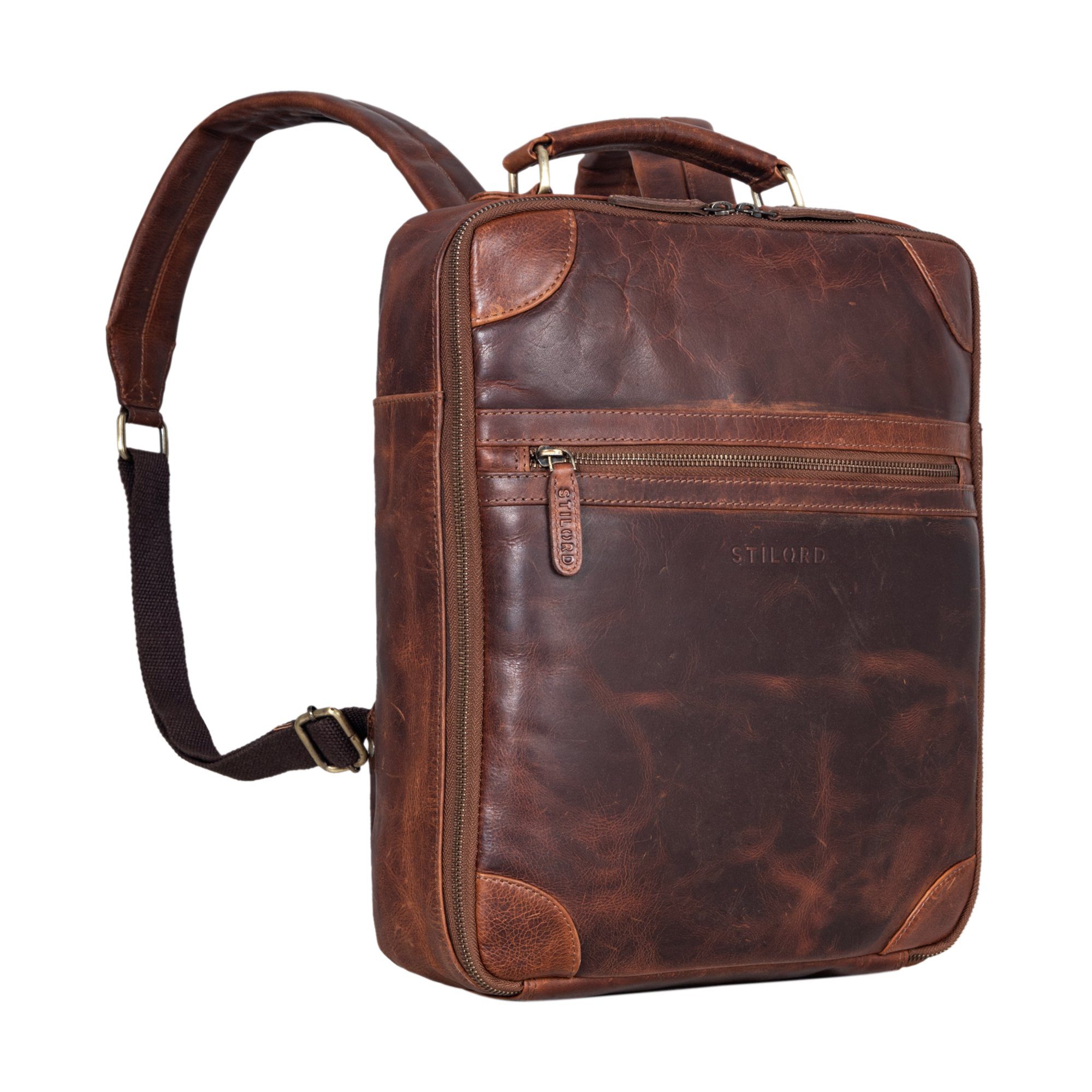 STILORD Notebookrucksack "Castiel" Business Rucksack Echtleder