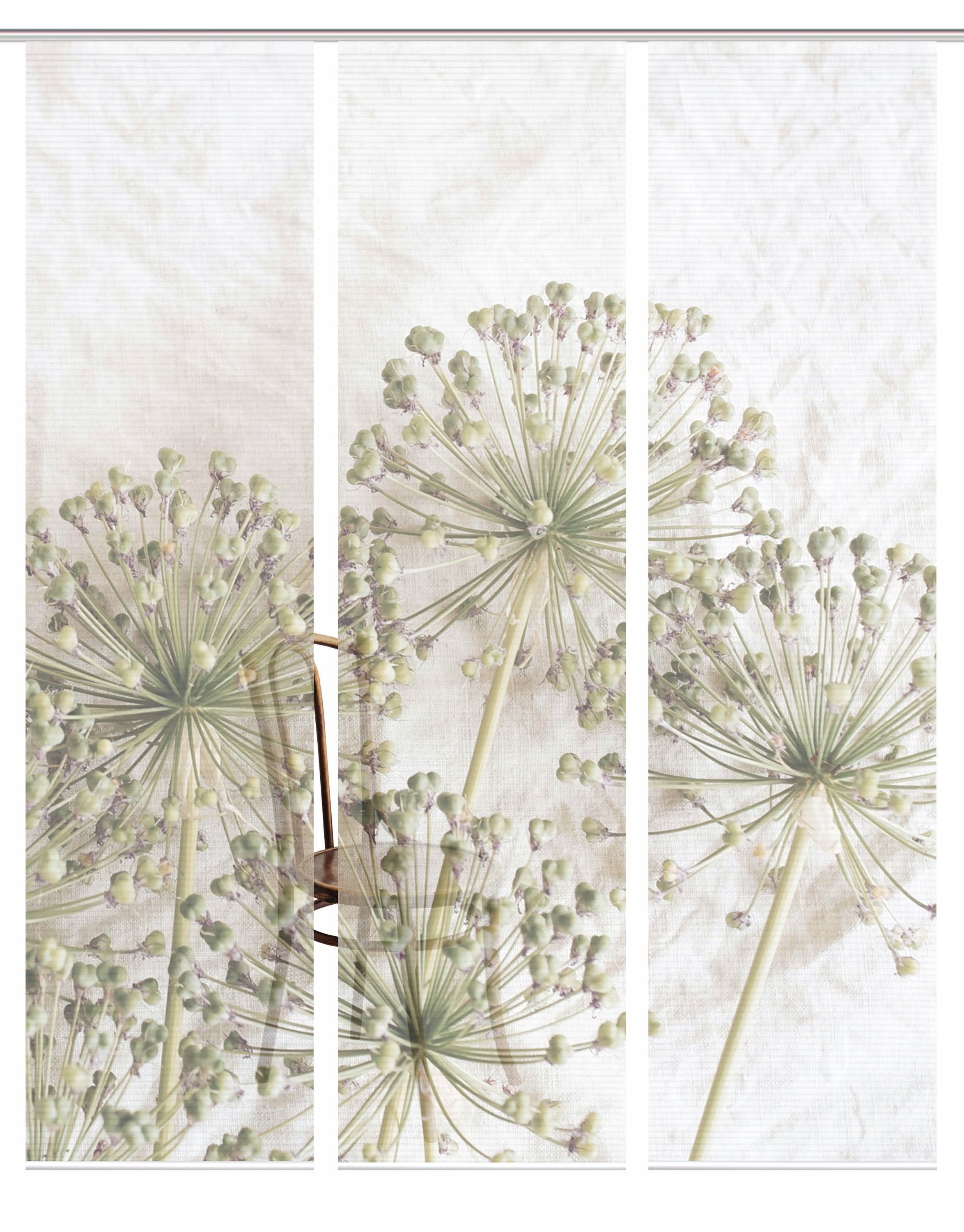 HOME WOHNIDEEN Schiebegardine HIG Schiebegardine CINTIA 3er Set, 245x60 cm, Aluim Blumendruck (3 St), Paneelwagen, halbtransparent, 100% Polyester – Bild 2 von 4