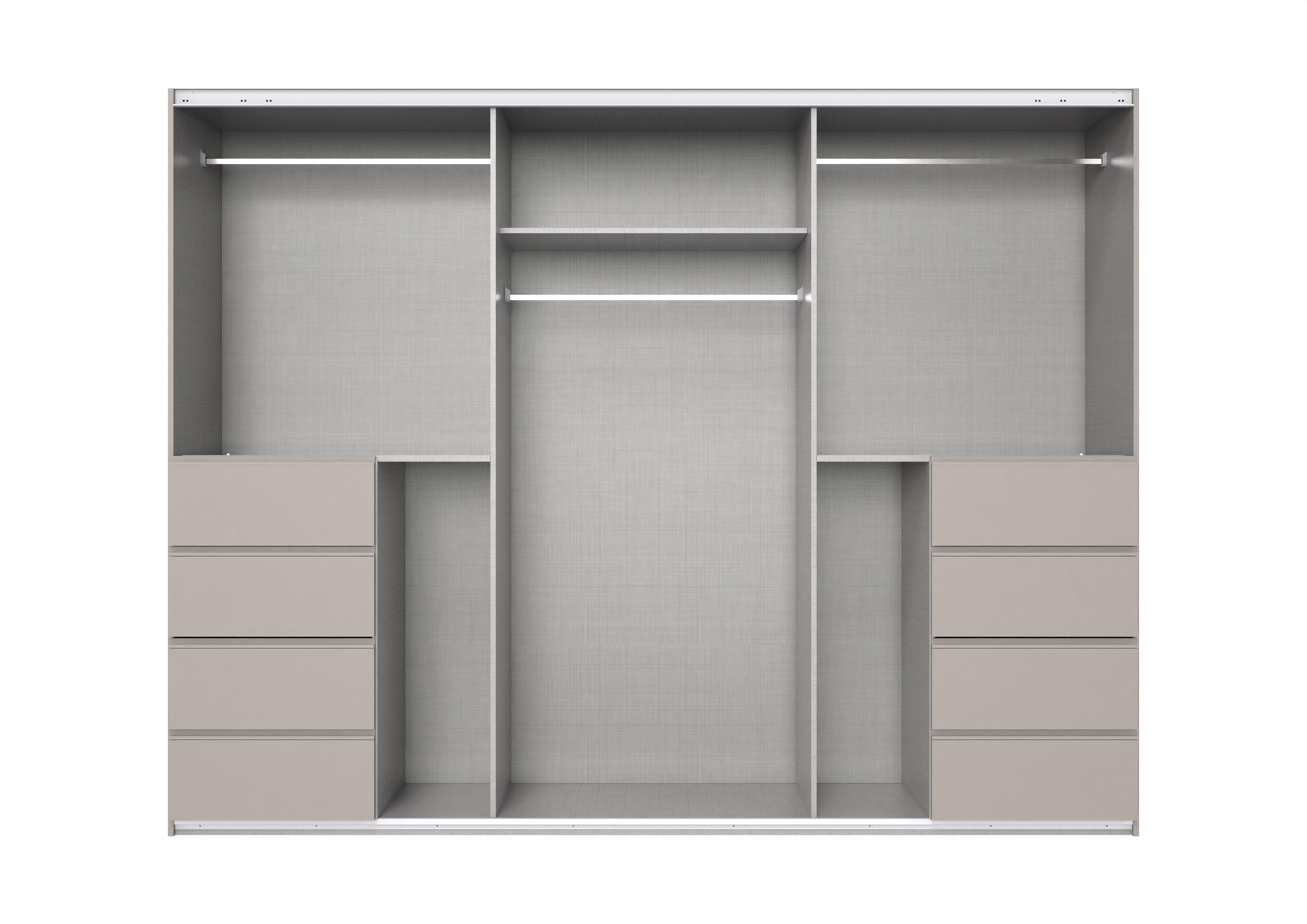 freiraum Schwebetürenschrank BALI in SAHARAGRAU + GLAS SAHARAGRAU - 270x208x64 (BxHxT)