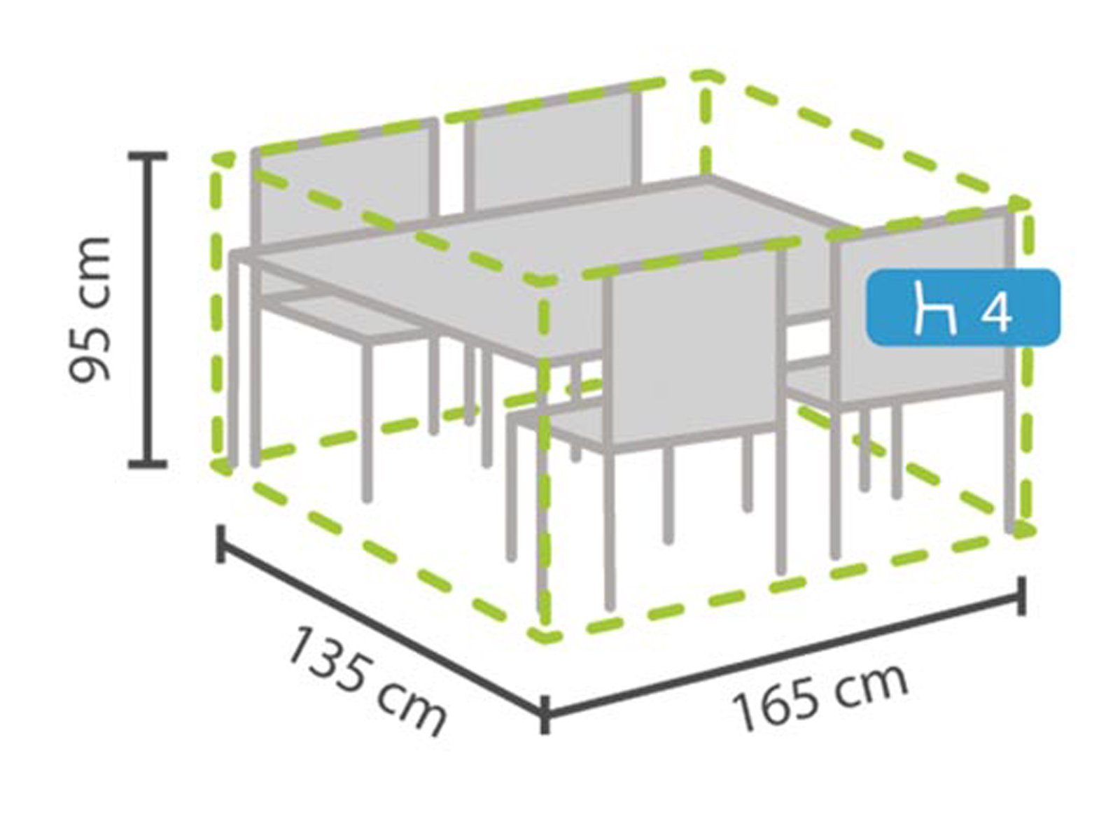 PEREL Gartenmöbel-Schutzhülle (1-St), Abdeckung Lounge-Möbel Wasserfeste Abdeckhaube Eckig 165x135x95cm